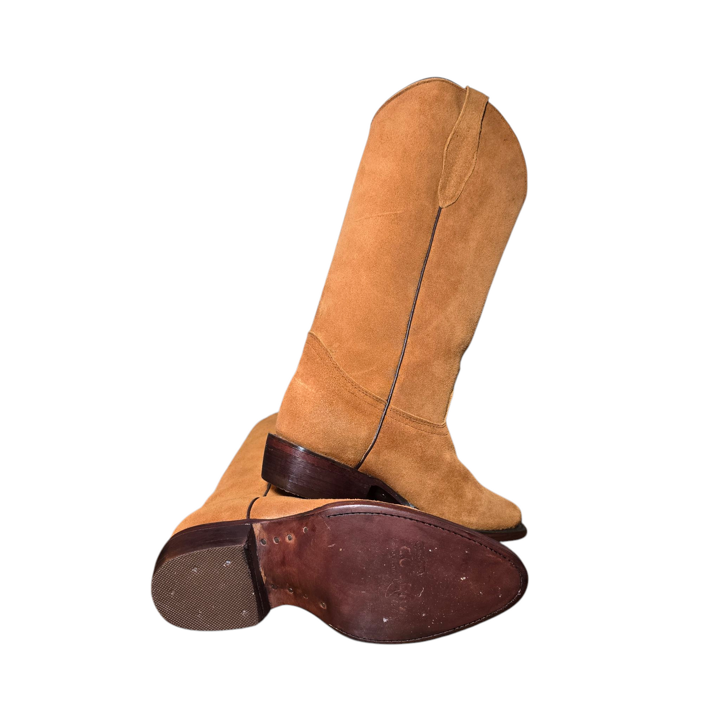 Women's Cowboy Boots (0039) - 14.5" Cinnamon Brown Suede Boot w/ Round Toe