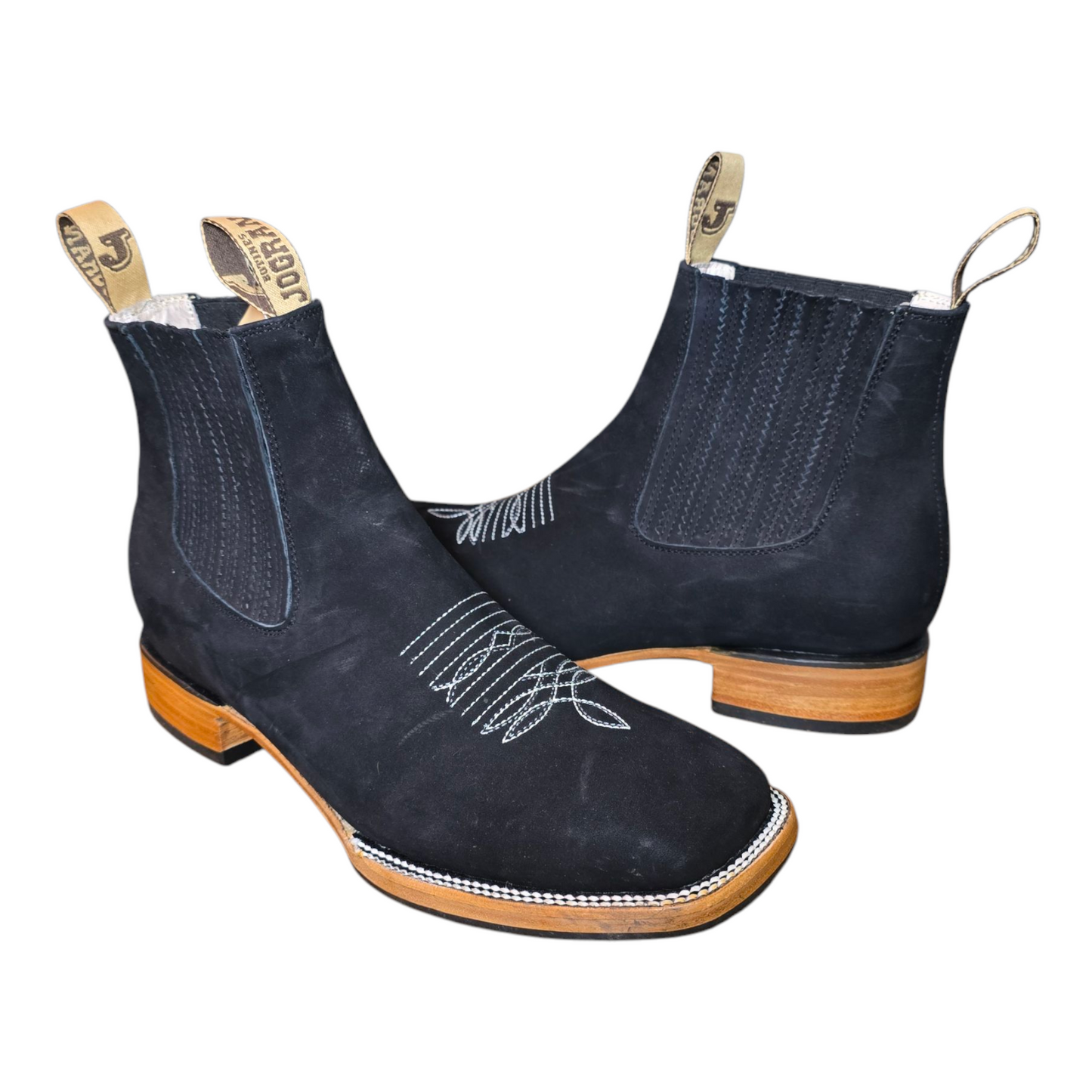 Unisex Western Ankle Boot (0029) - 7" Black Suede Square Toe