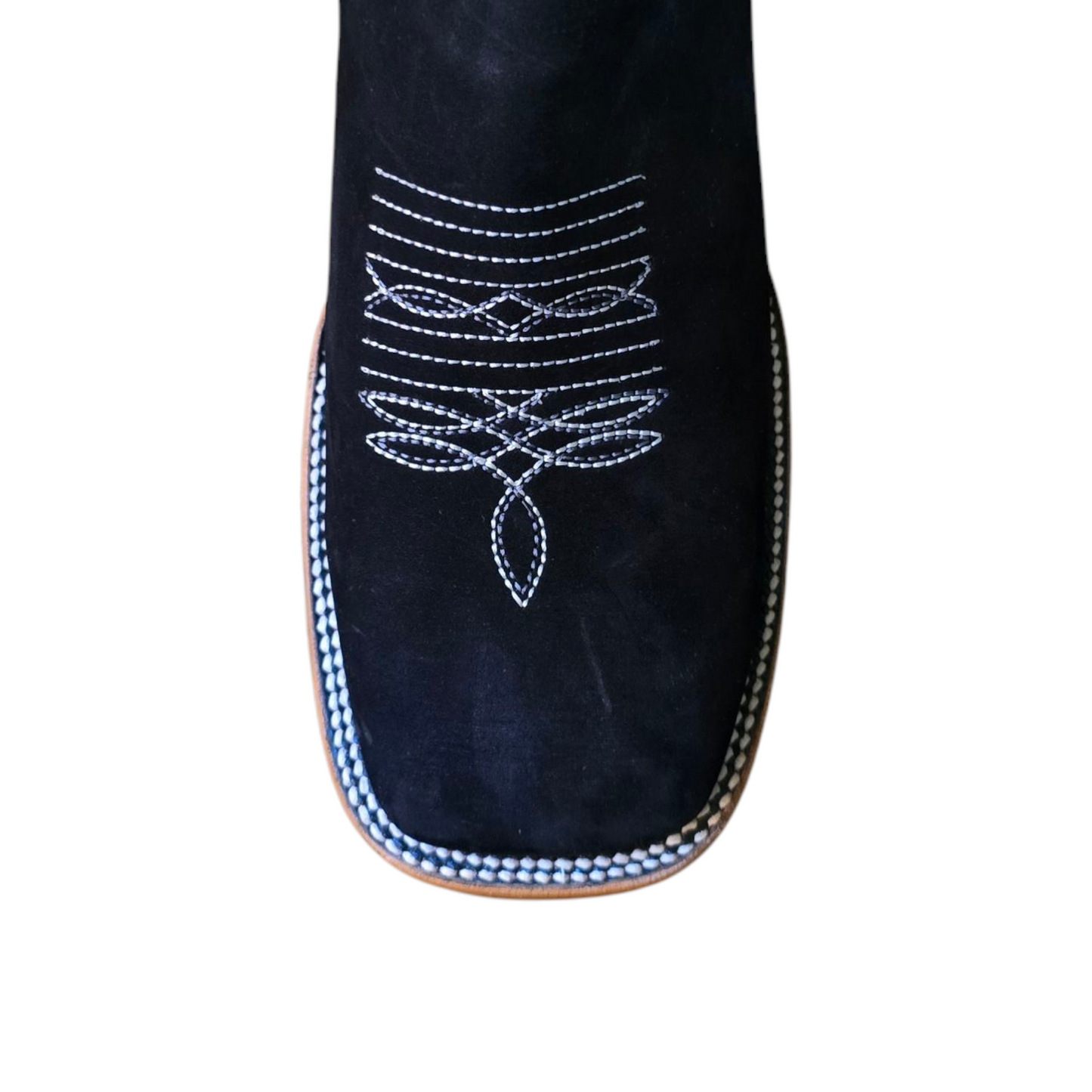 Unisex Western Ankle Boot (0029) - 7" Black Suede Square Toe