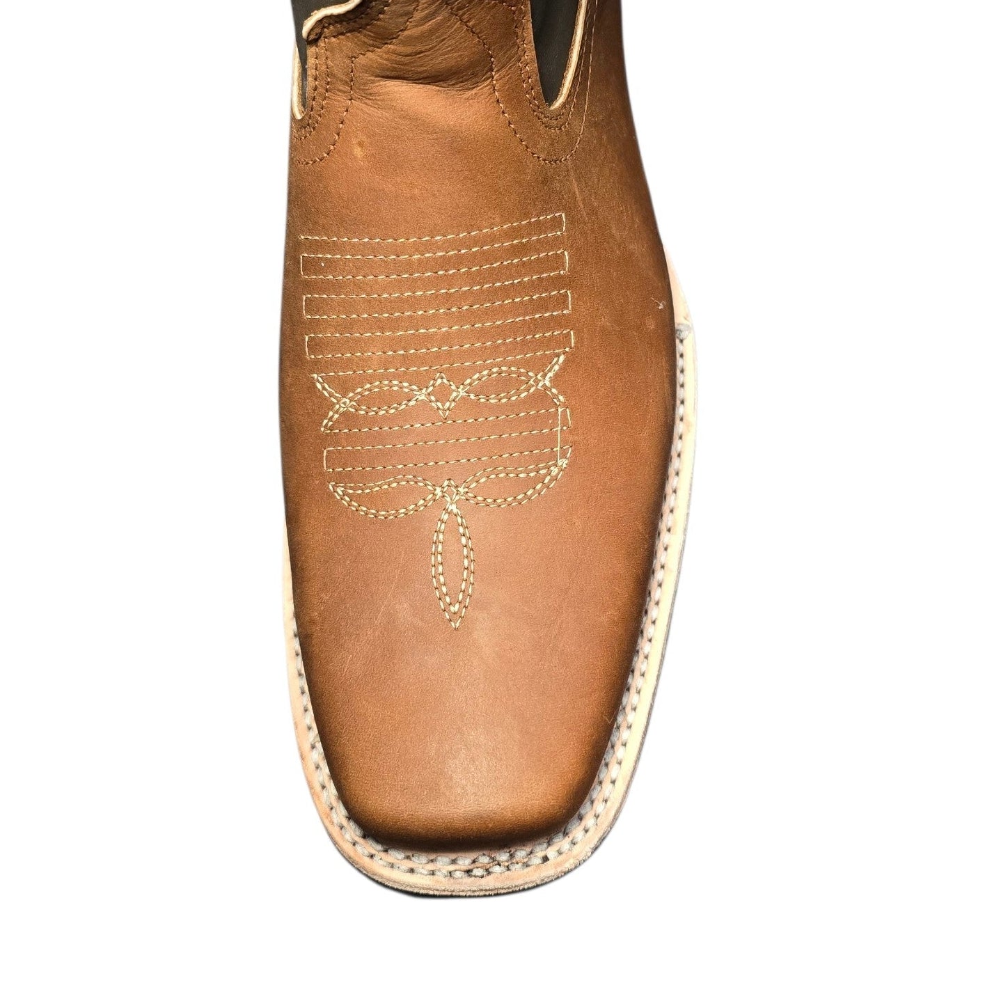 Cowboy Boots (0112) - 12" Rodeo Toe Brown Leather w/ Western Stitching
