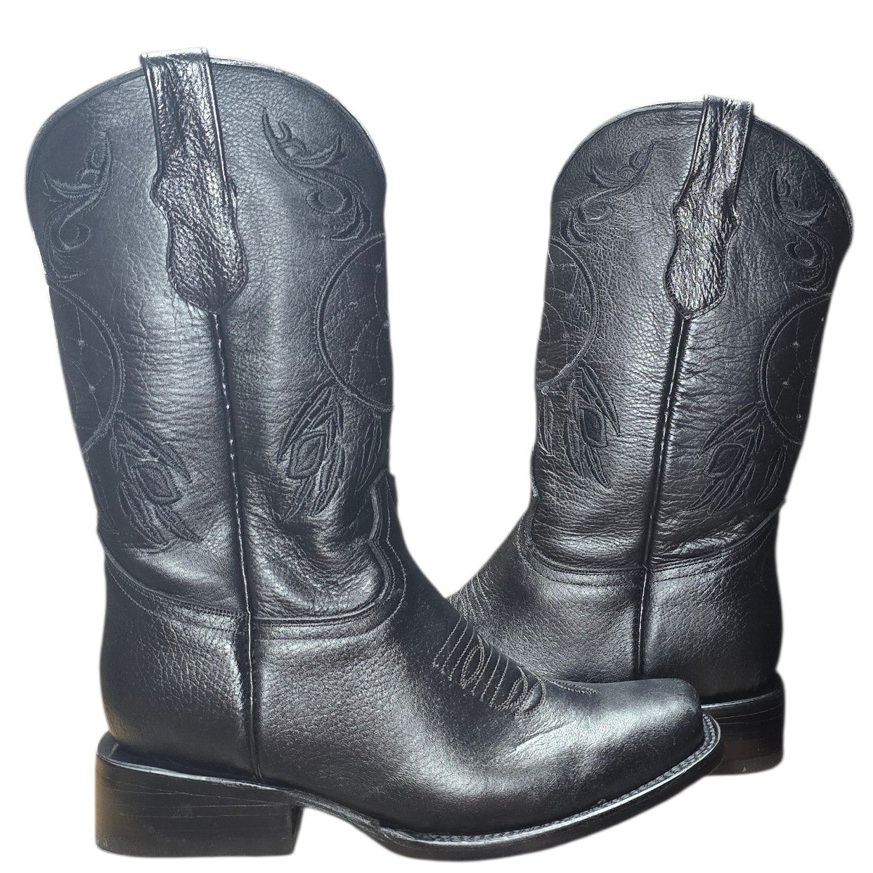 Black Leather Western Boots メンズ ウエスタンブーツ Cowboy Boots (0149) - 14.5