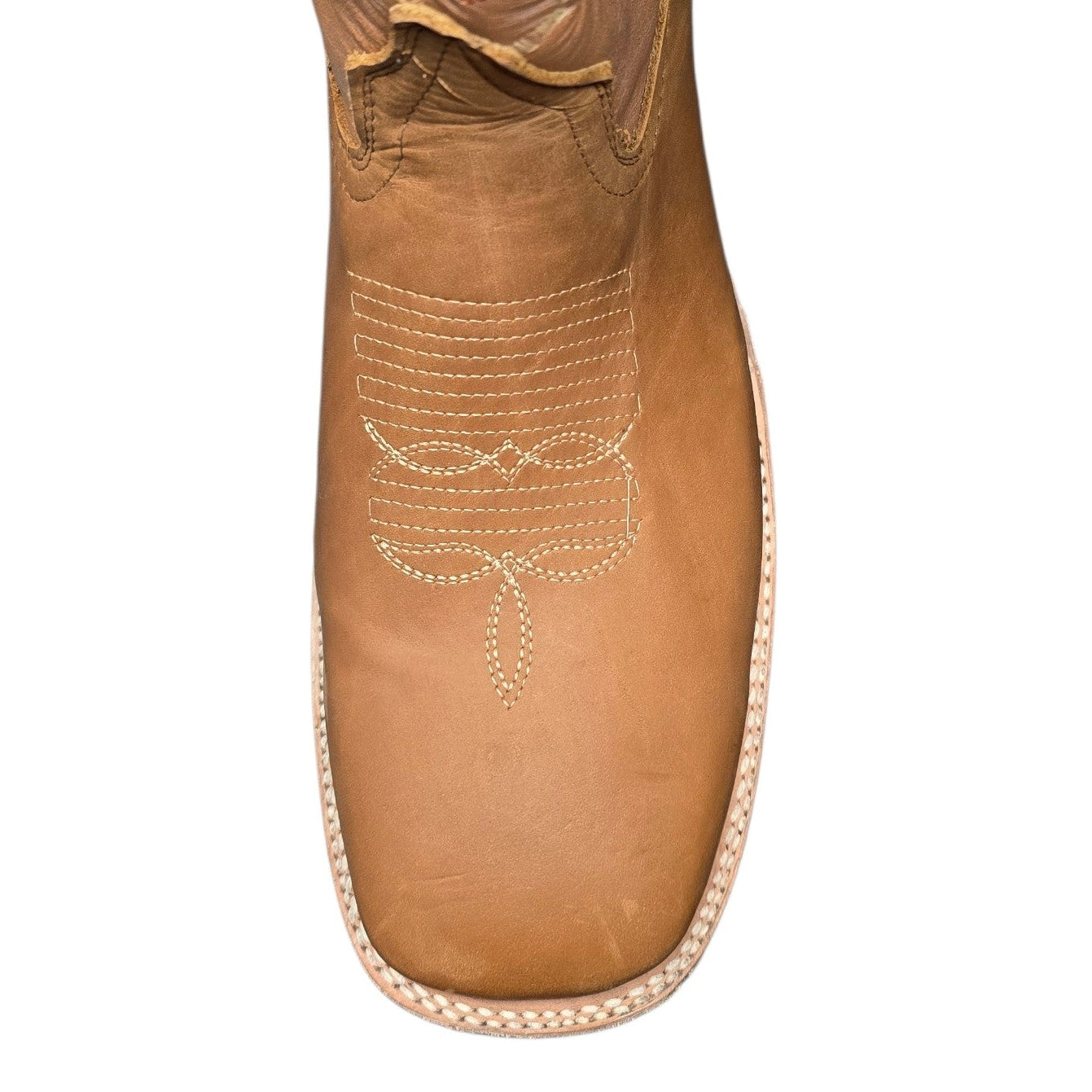 Cowboy Boots (0156) - 12.5" Light Brown Leather w/ Western Stitching & Square Toe
