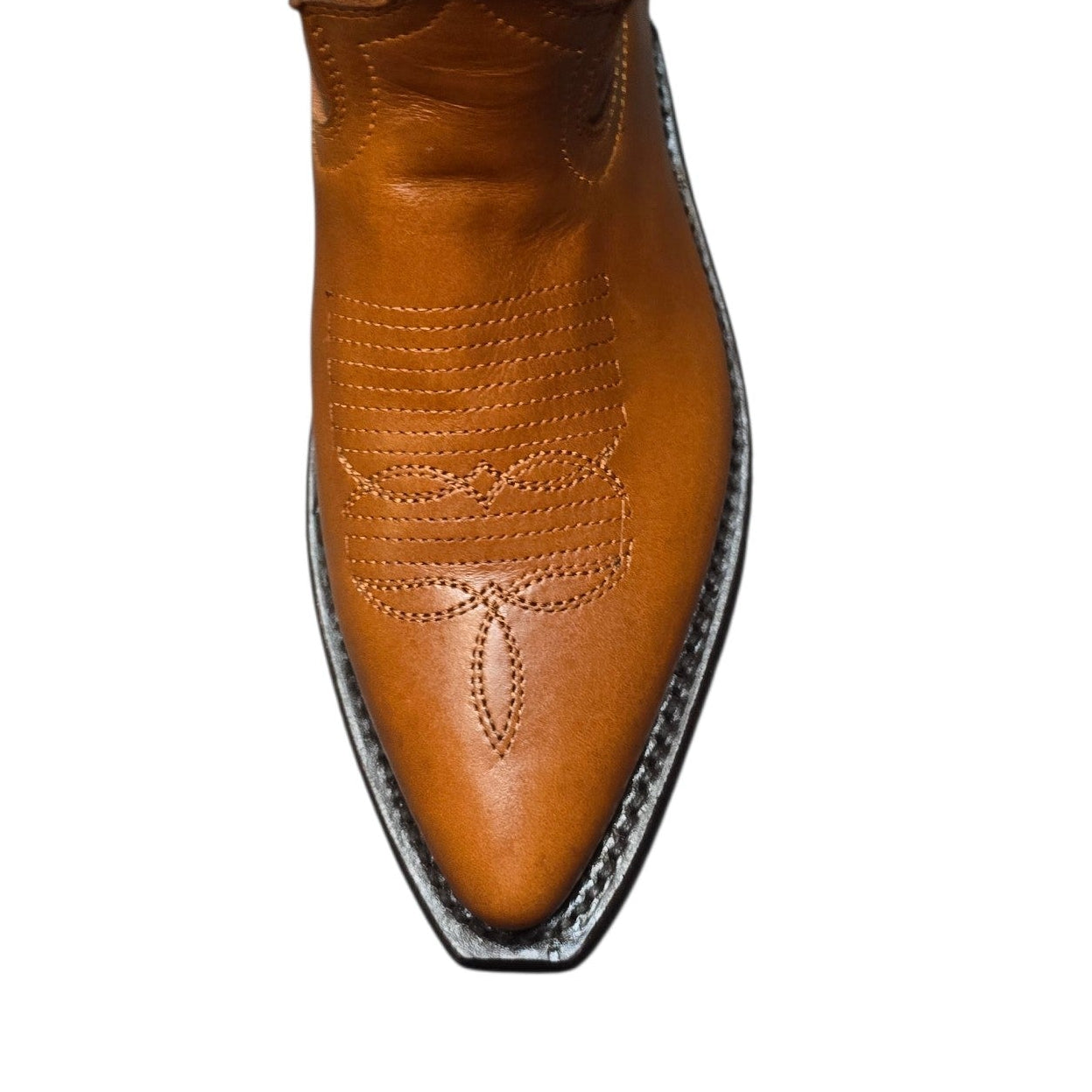 Cowboy Boots (0157) - 15" Caramel Leather w/ Western Stitching & Snip Toe