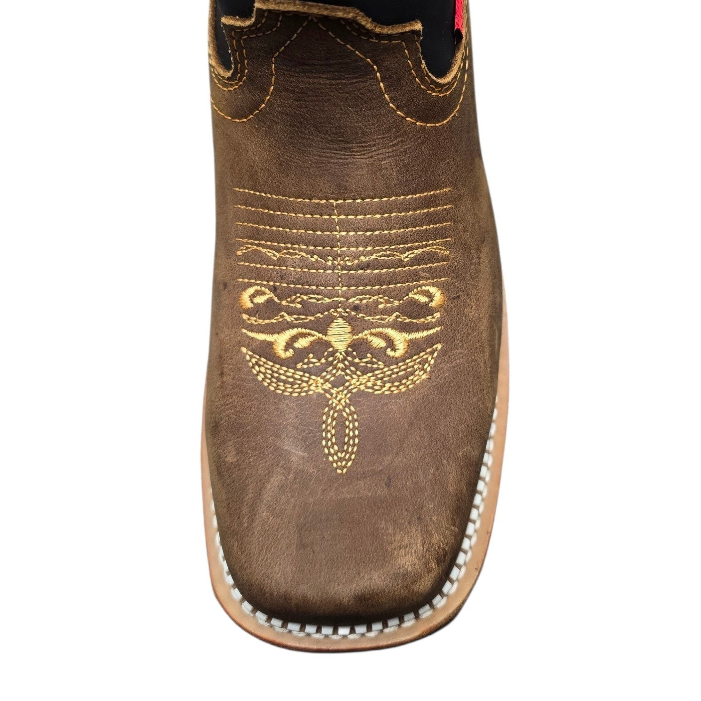 Cowboy Boots (0163) - 13" Brown & Black Leather w/ Western Stitching & Square Toe
