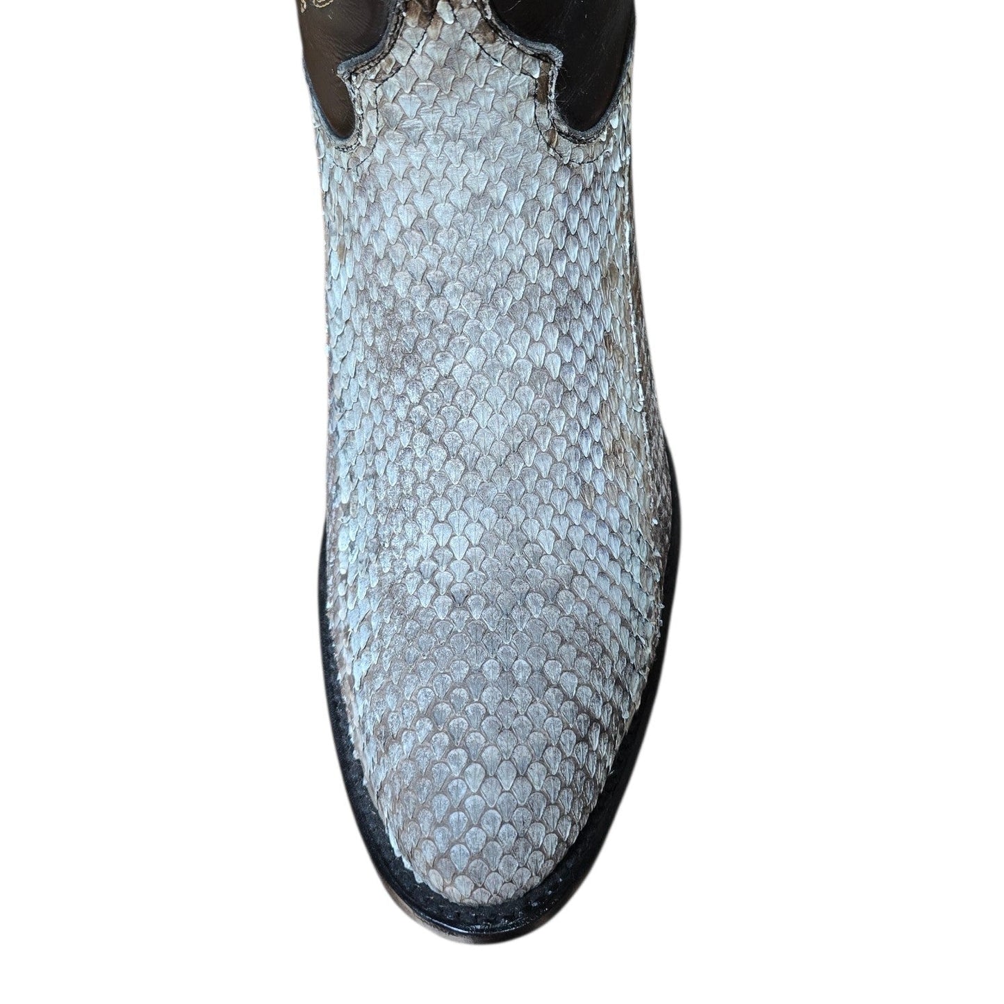 Exotic Leather Cowboy Boots (0172) - 14" Genuine Rattle Snake Skin w/ Western Stitching & Round Toe