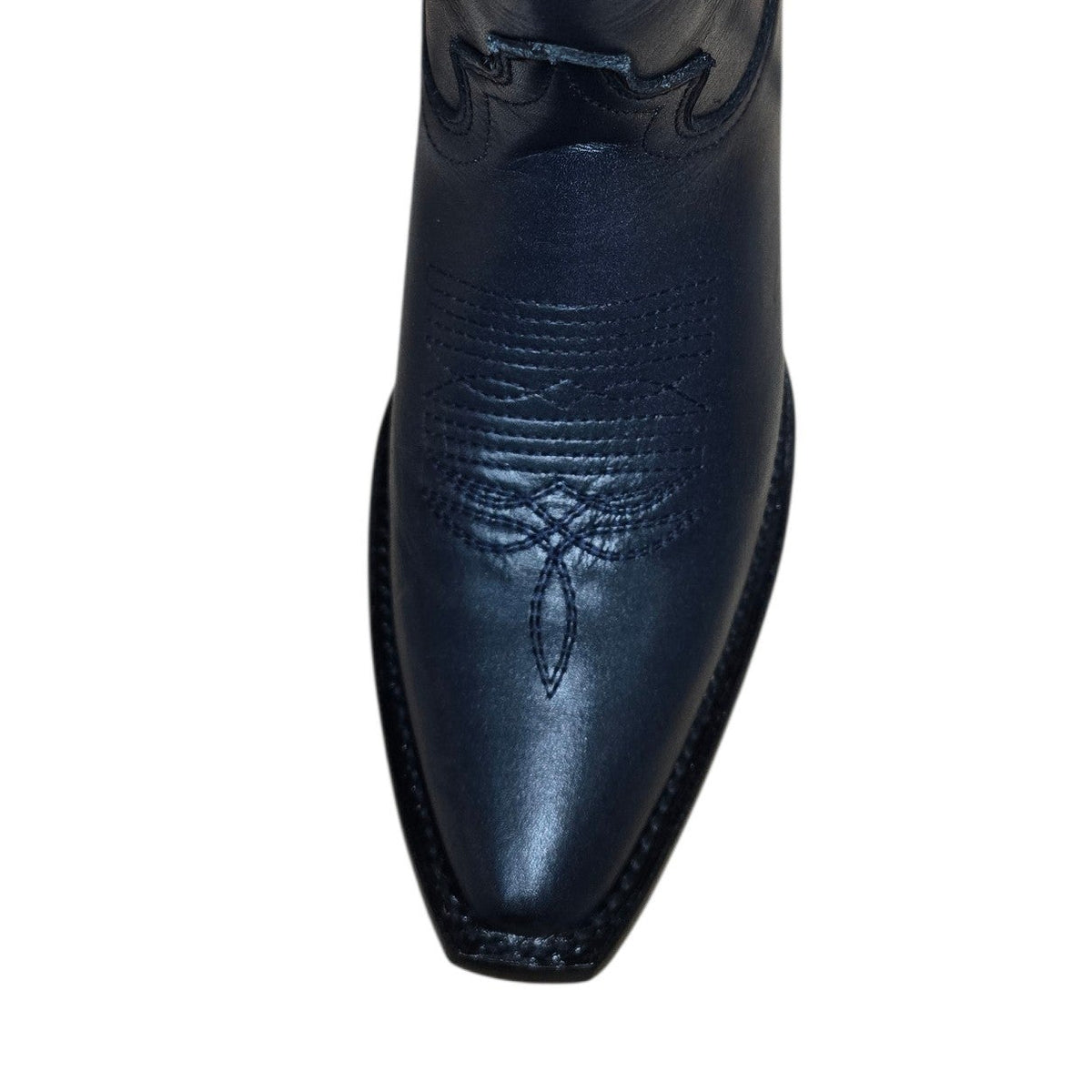 Cowboy Boots (0185) - 14" Navy Blue Leather w/ Snip Toe
