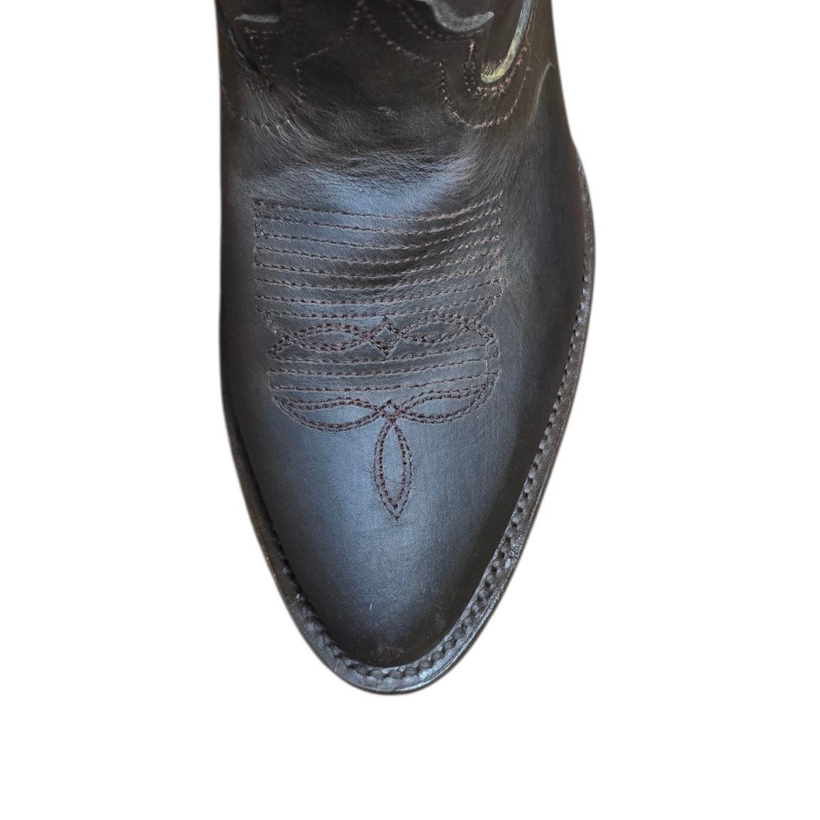 Cowboy Boots (0193) - 15" Dark Brown Leather w/ Western Stitching & Round Toe (Tall)