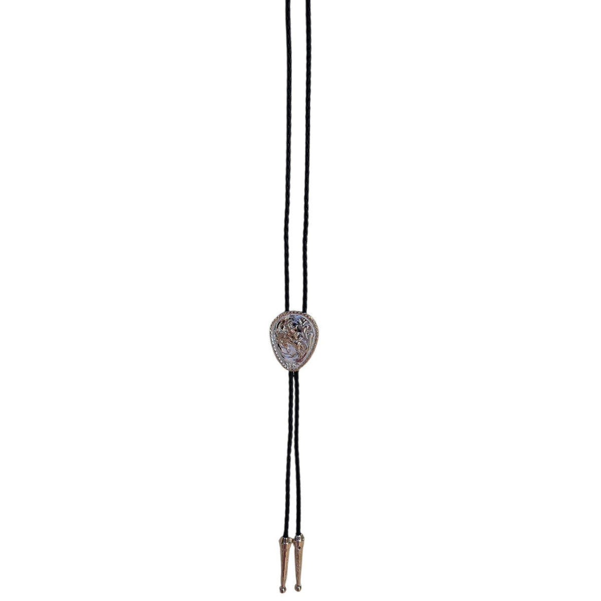 Western Bolo Tie (0103) - Gold & Silver Rodeo Cowboy