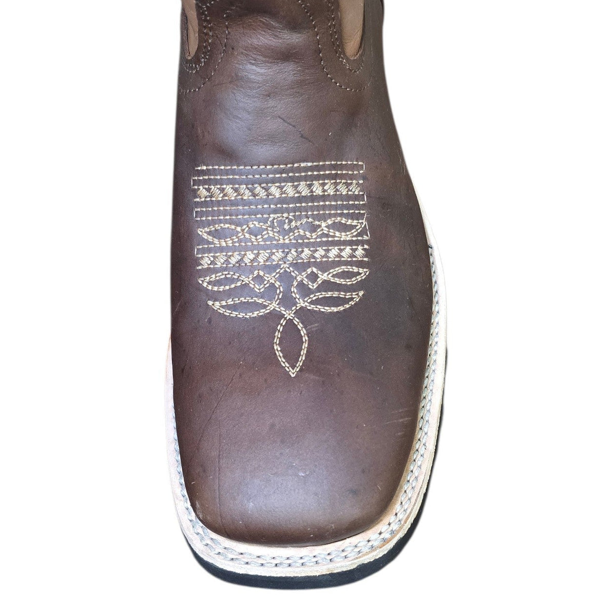 Cowboy Boots (0205) - 12.5" Two-tone Brown Leather w/ Square Toe