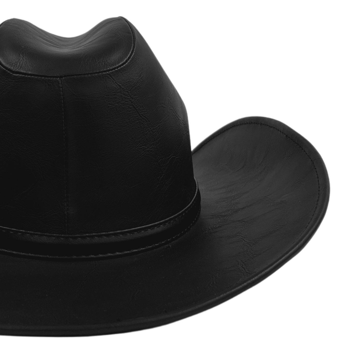 Outlaw Black Faux-Leather Hat