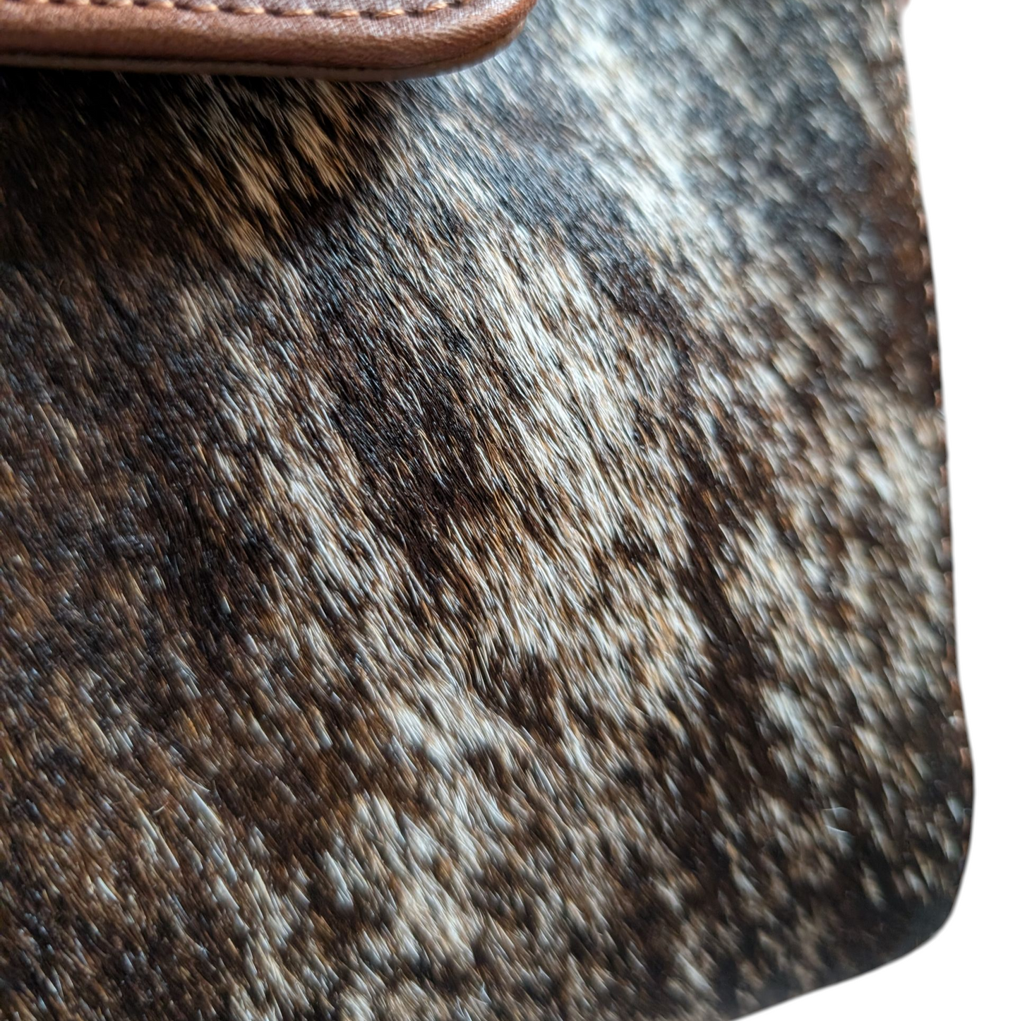 Handmade Leather Bag (0015) - Dark Brown Leather w/ Cowhide