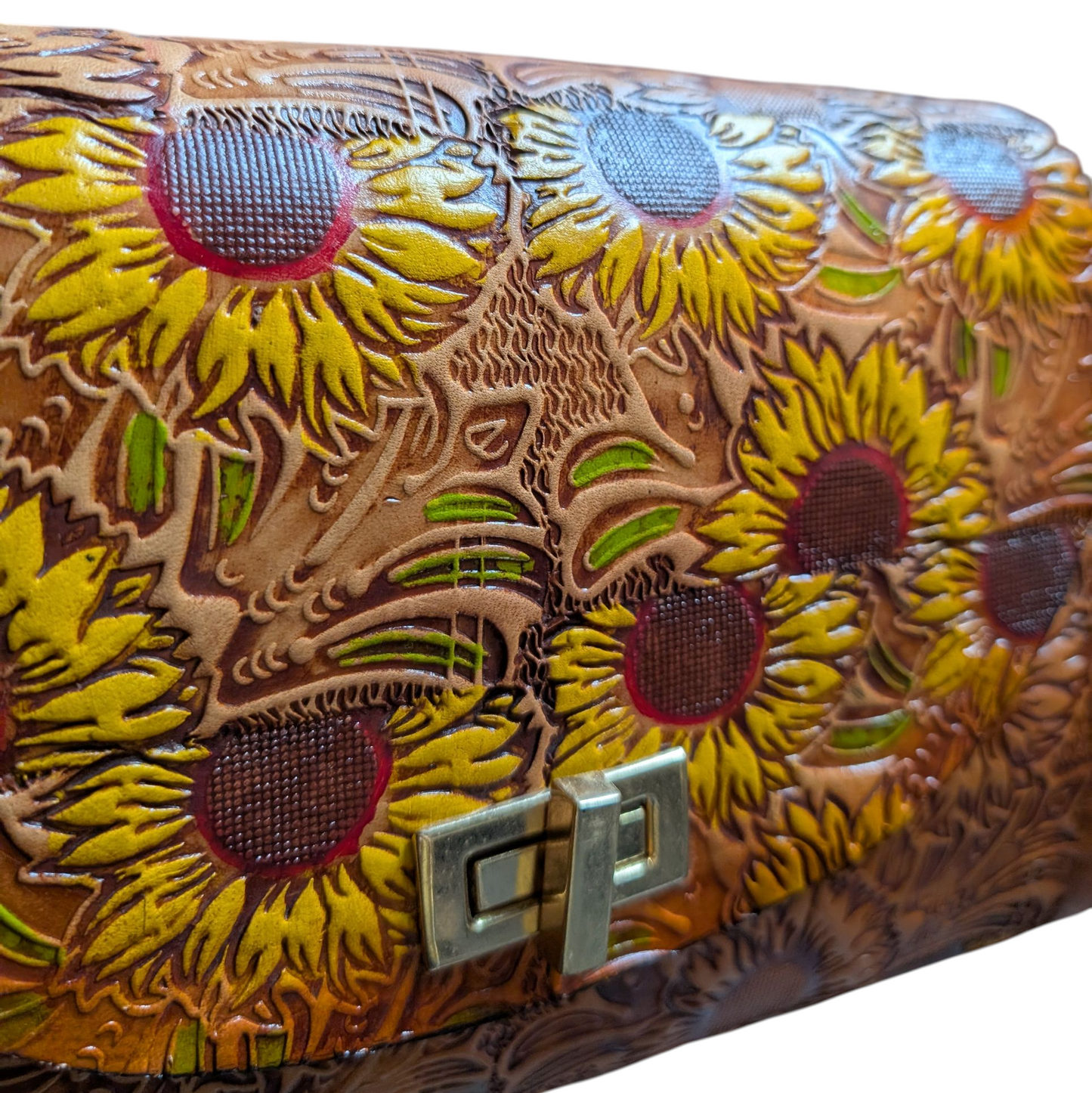 Handmade Leather Bag (0013) - Sunflowers