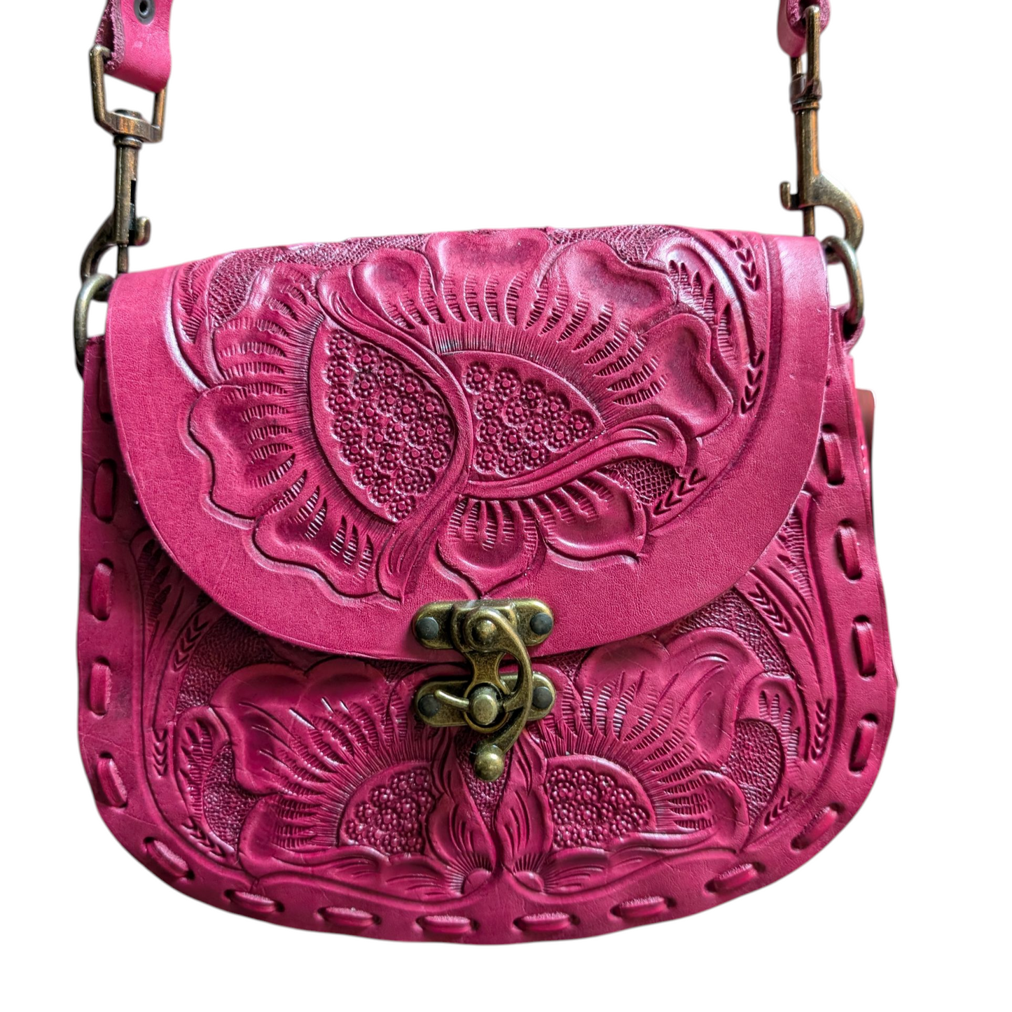 Handmade Leather Bag (0012) - Pink