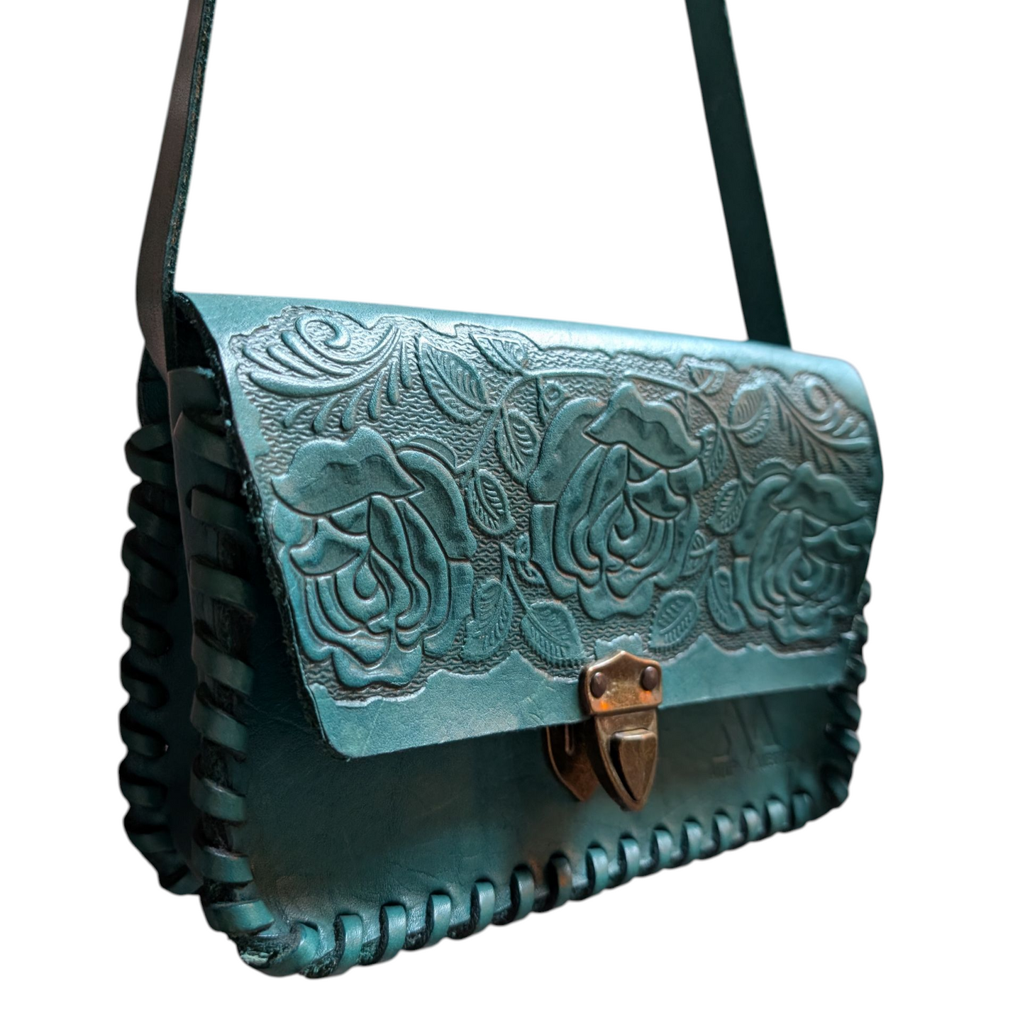 Handmade Leather Bag (0011) - Teal