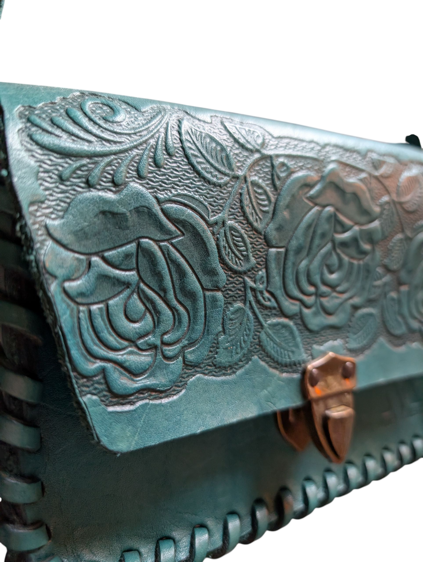 Handmade Leather Bag (0011) - Teal