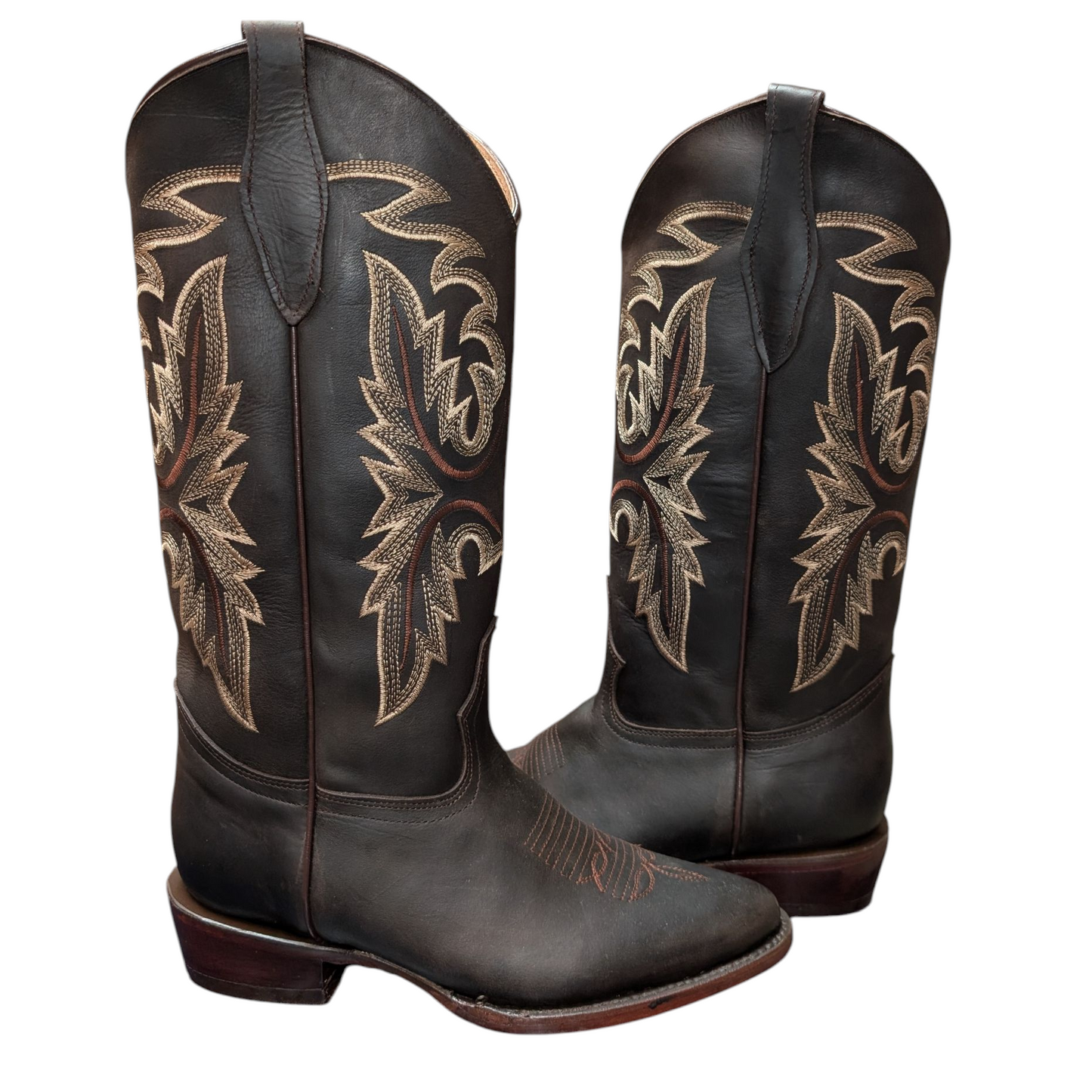 Cowboy Boots (0057) - 14.5" Round Toe Dark Brown Western Stitching