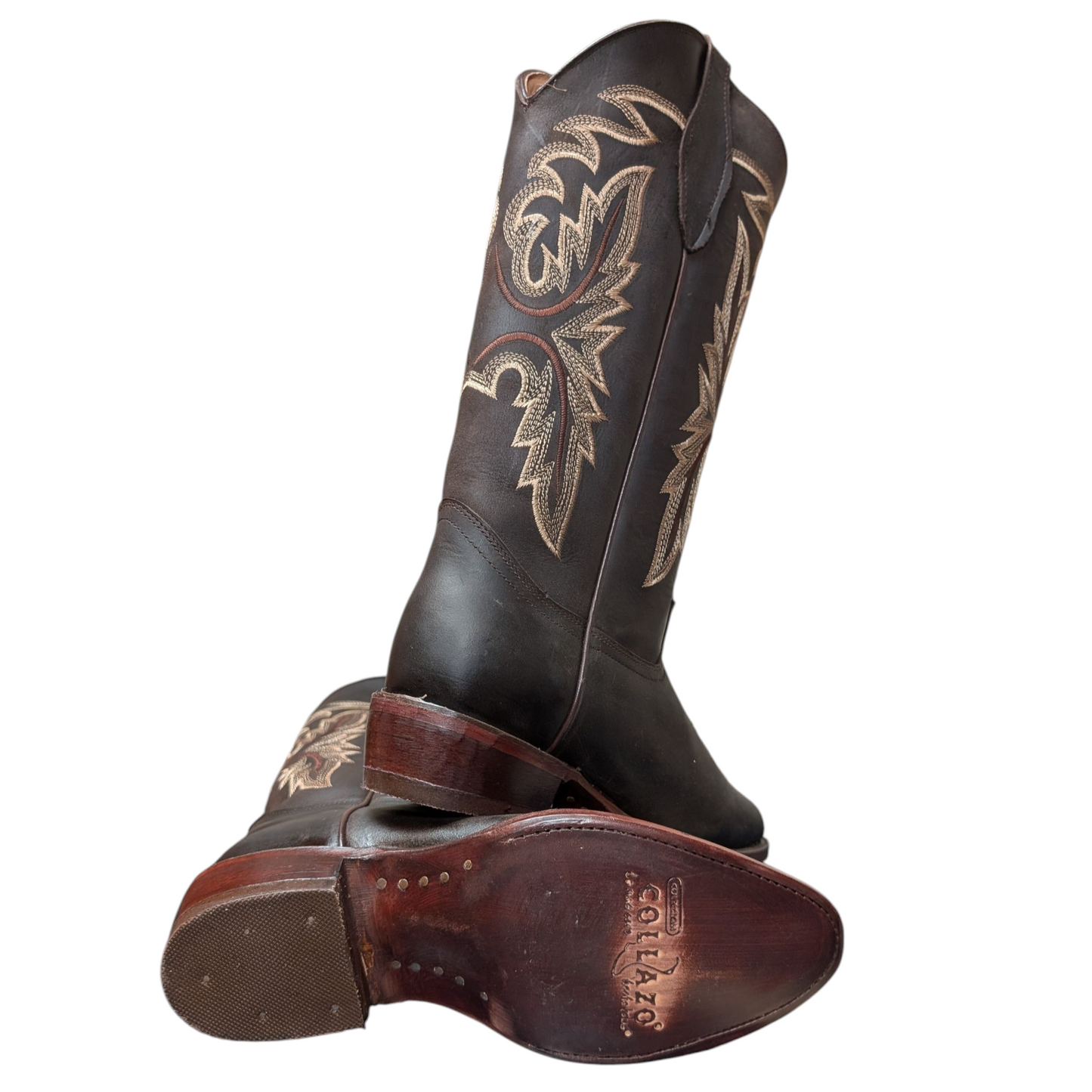 Cowboy Boots (0057) - 14.5" Round Toe Dark Brown Western Stitching