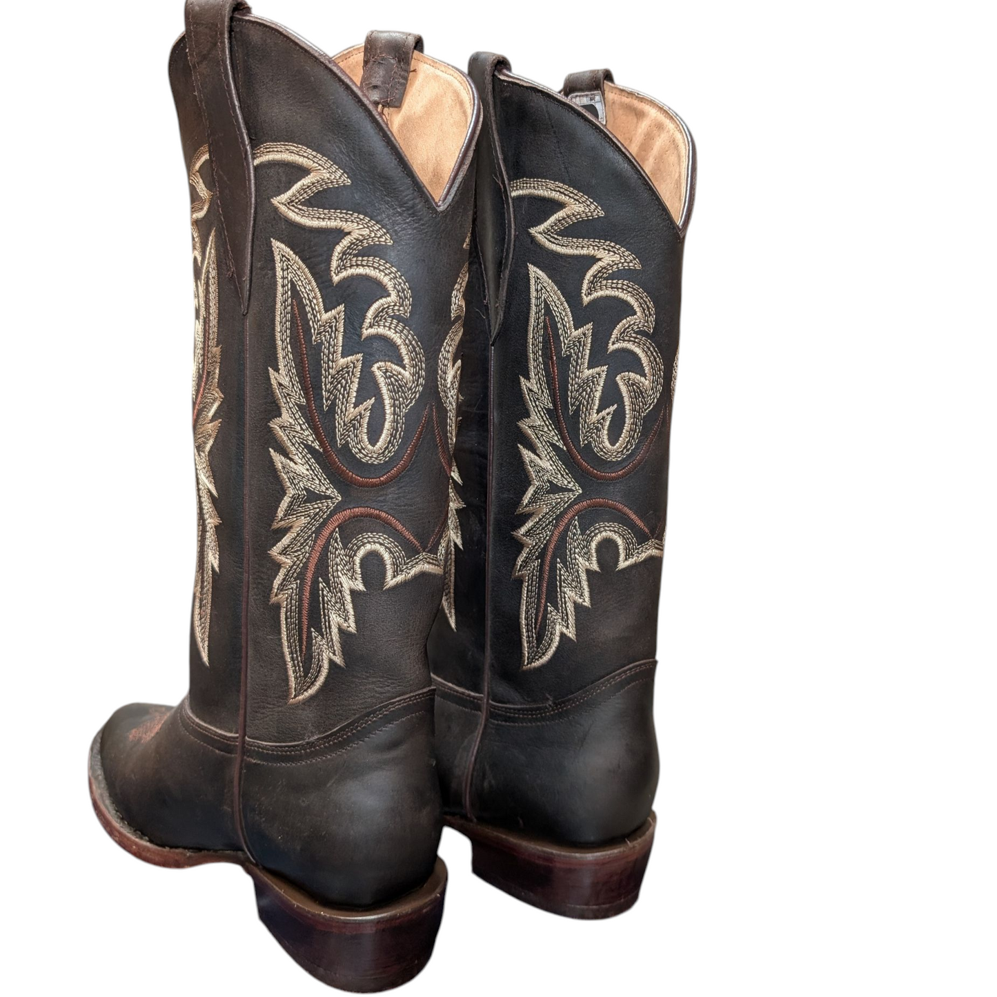 Cowboy Boots (0057) - 14.5" Round Toe Dark Brown Western Stitching