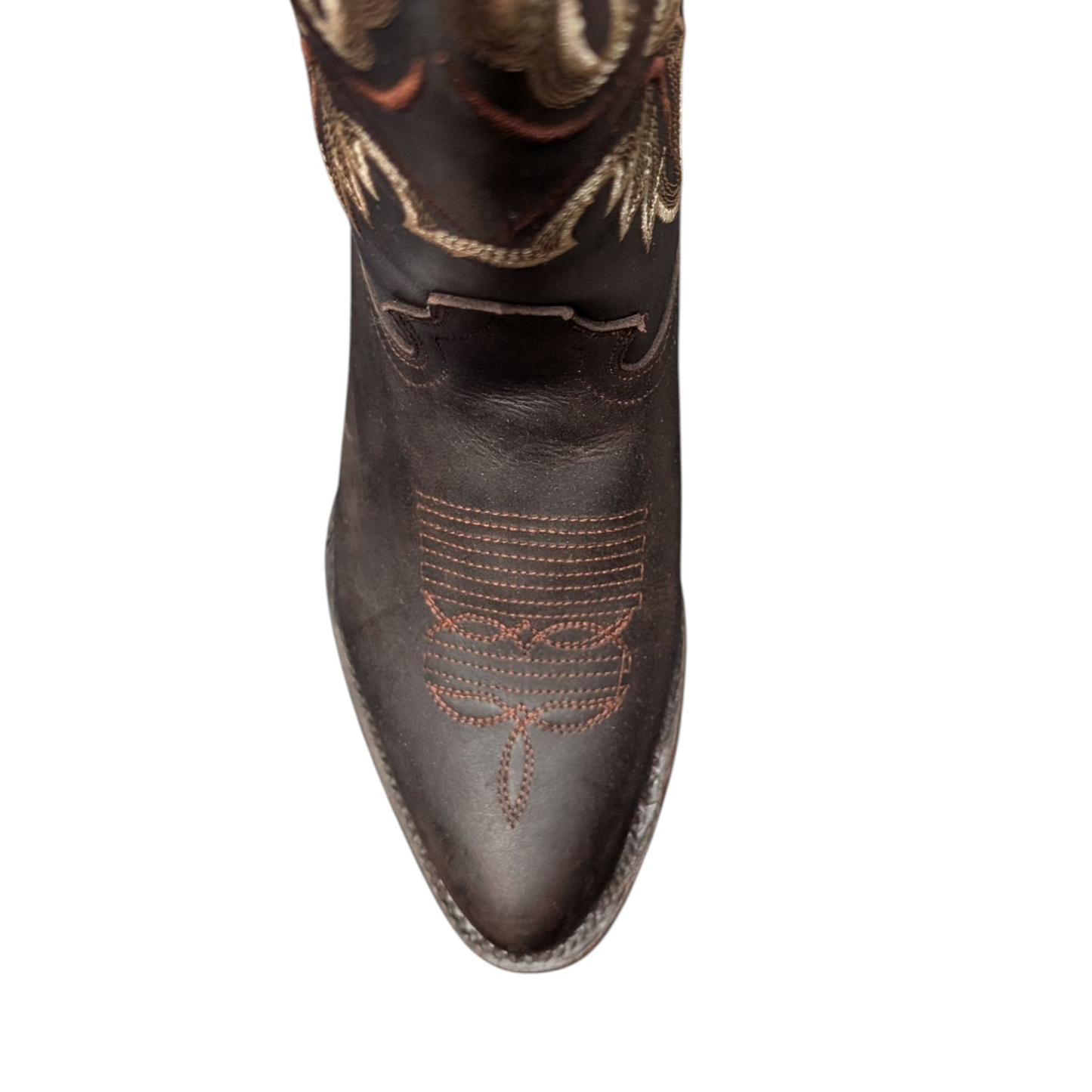 Cowboy Boots (0057) - 14.5" Round Toe Dark Brown Western Stitching