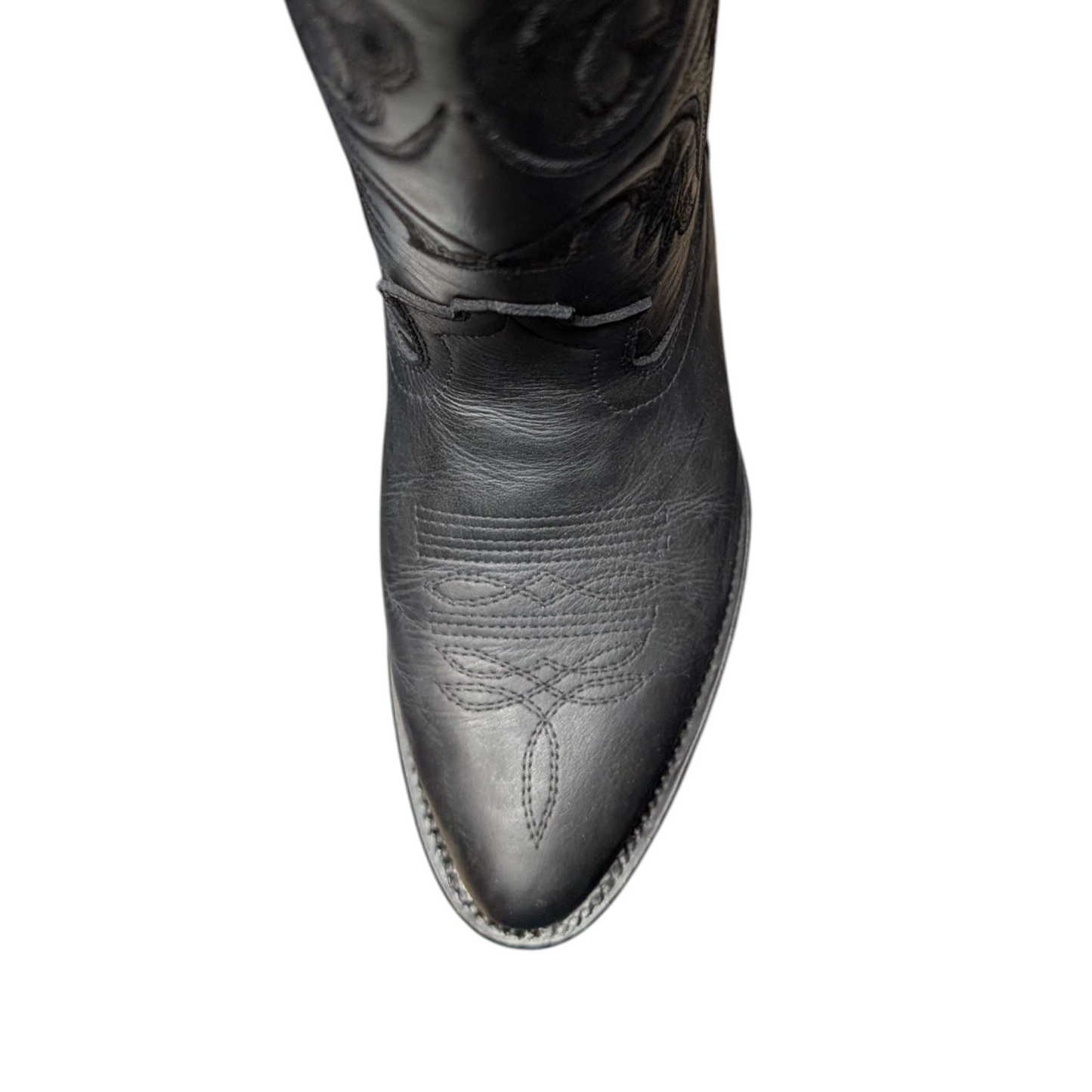Unisex Cowboy Boots (0058) - Black Leather w/ Round Toe