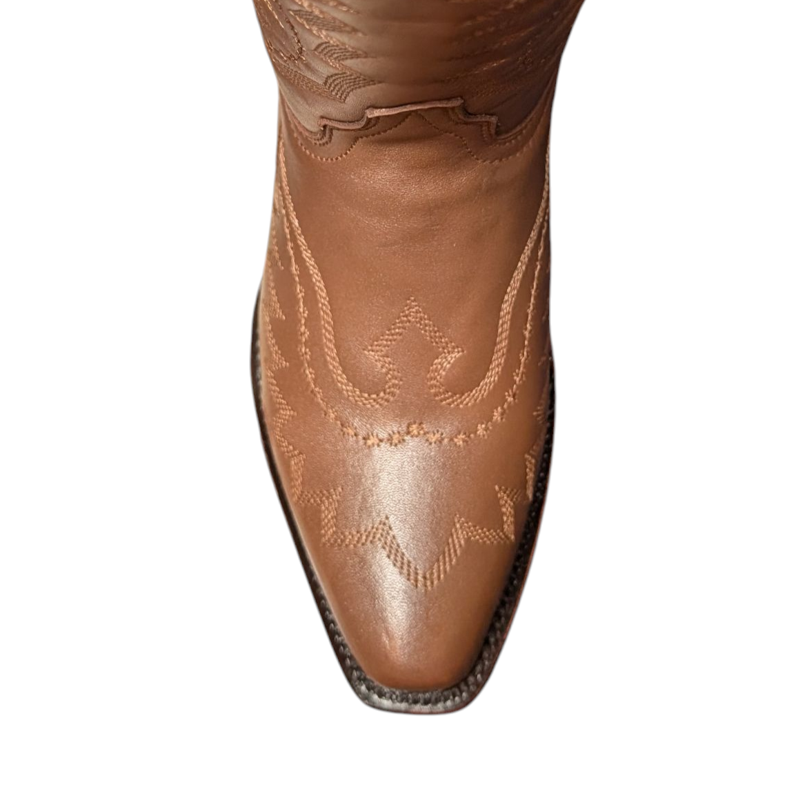 Women's Cowboy Boots (0065) - 21.5" Knee High Brown Leather w/ Round Toe