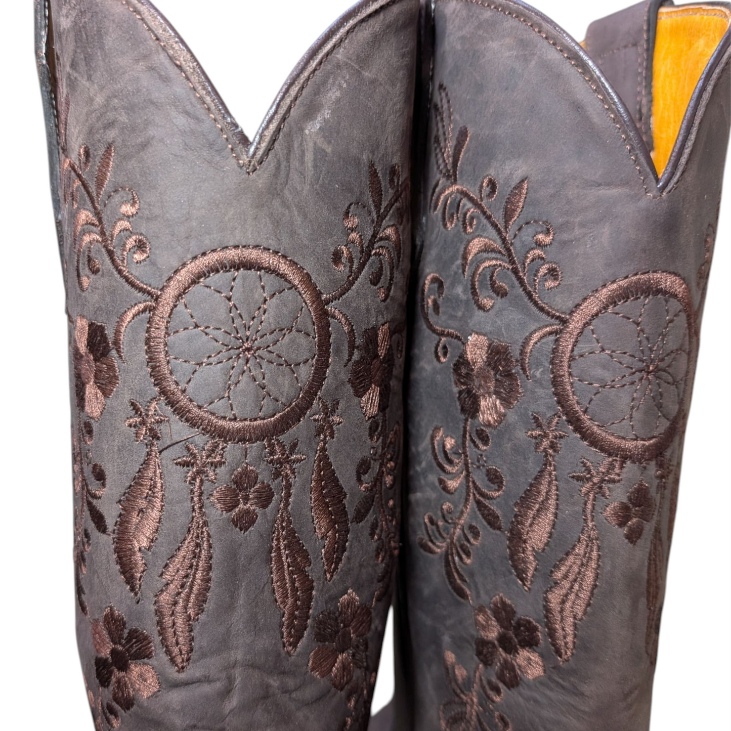 Women's Cowboy Boots (0066) - 14" Wide Calf Brown Leather w/ Snip Toe