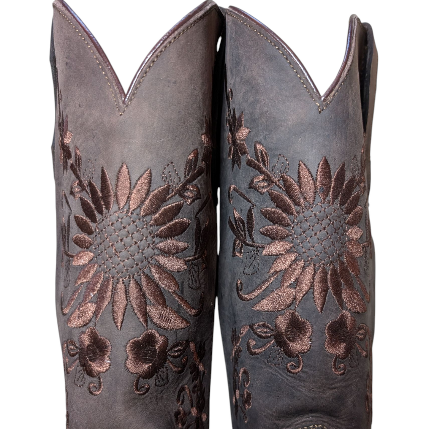 Women's Cowboy Boots (0066) - 14" Wide Calf Brown Leather w/ Snip Toe