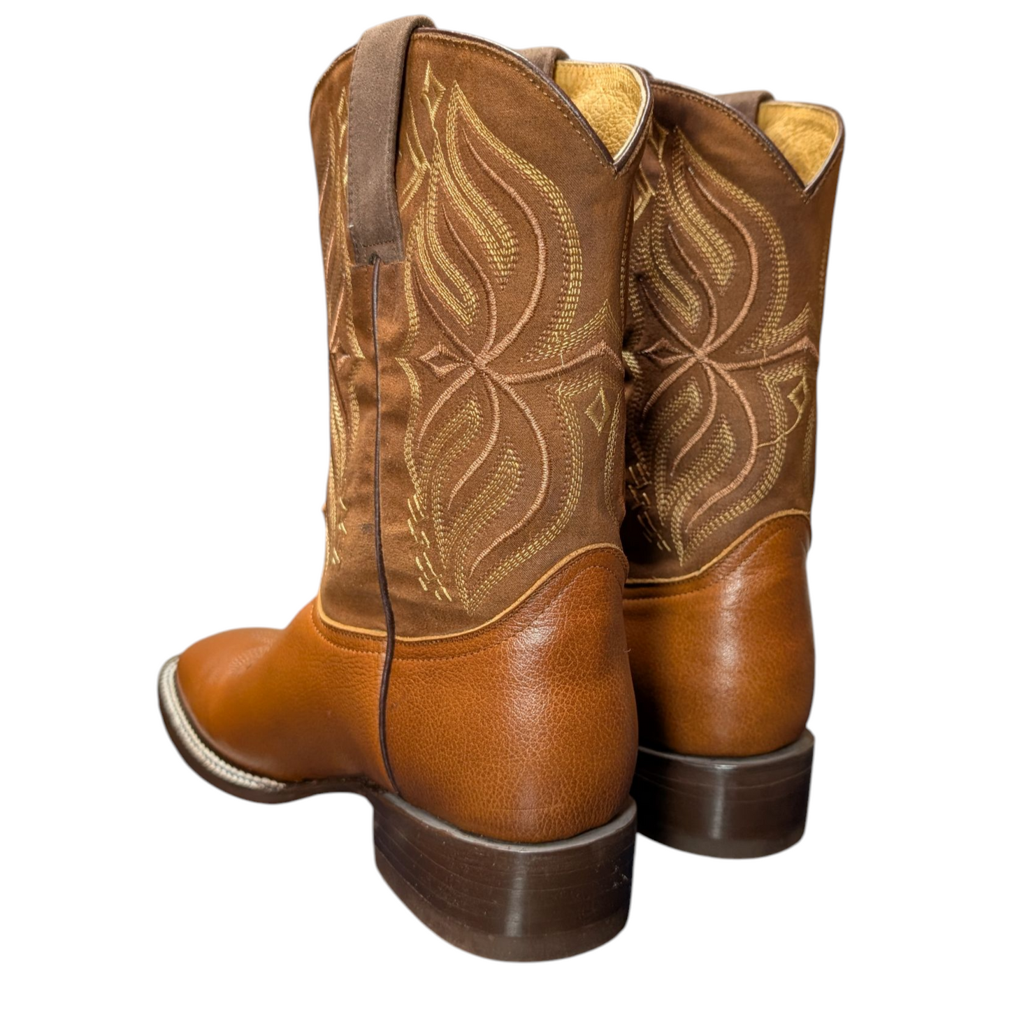 Women's Cowboy Boots (0067) - 11.5" Square Toe Rusty Brown Leather w/ Western Stitching