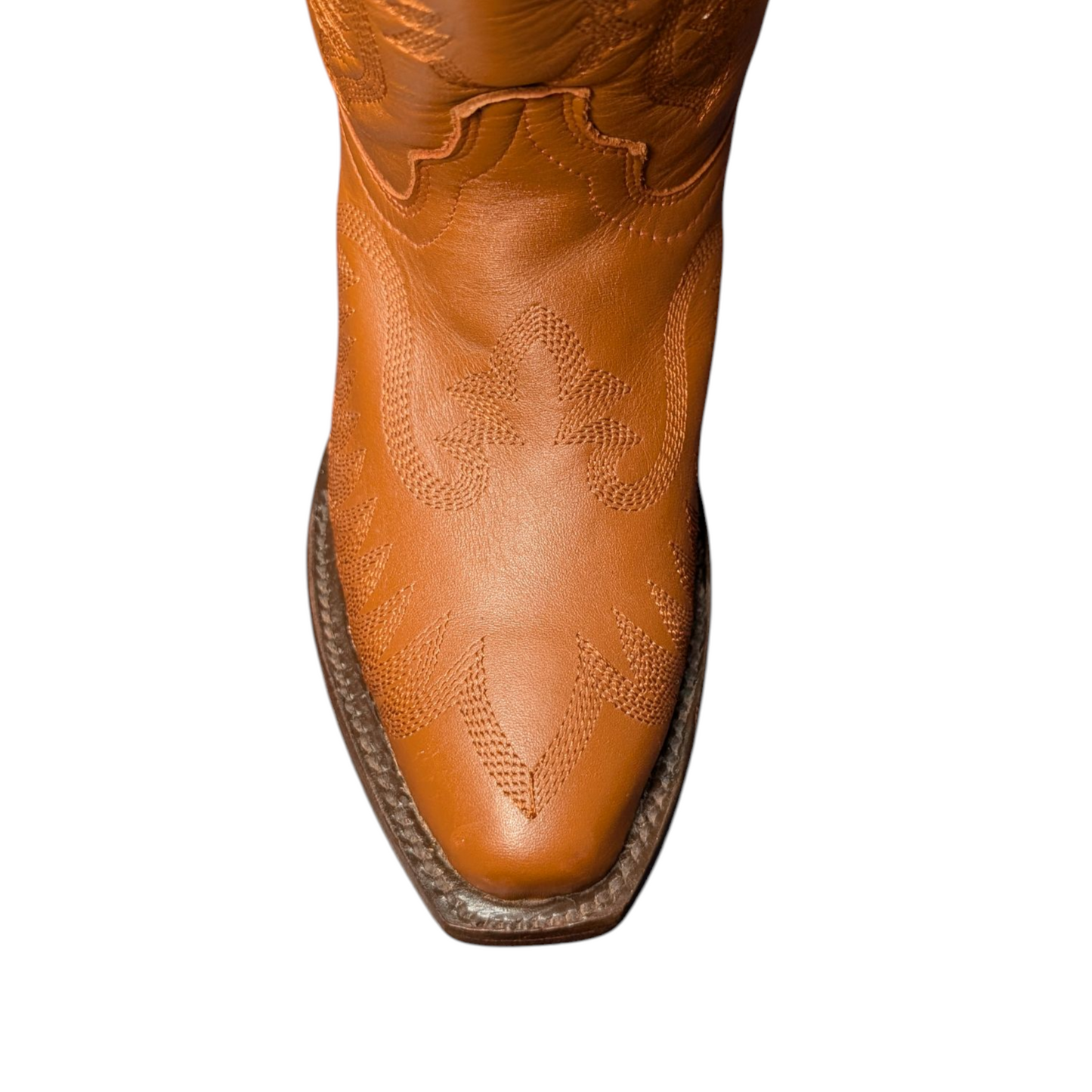 Women's Cowboy Boots (0072) - 21.5" Knee High Tan Brown Leather w/ Round Toe