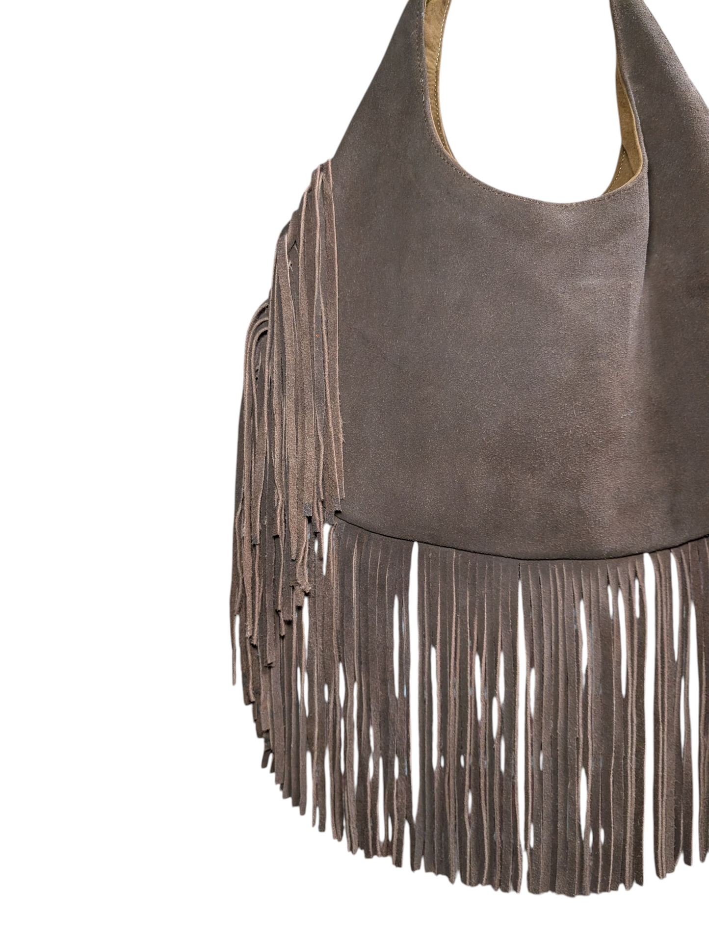 Western Fringe Leather Handbag (0005) - Taupe