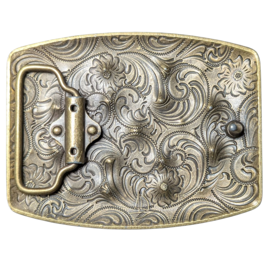 Western Buckle (0027) - Gold w/ Golden Rhinestones
