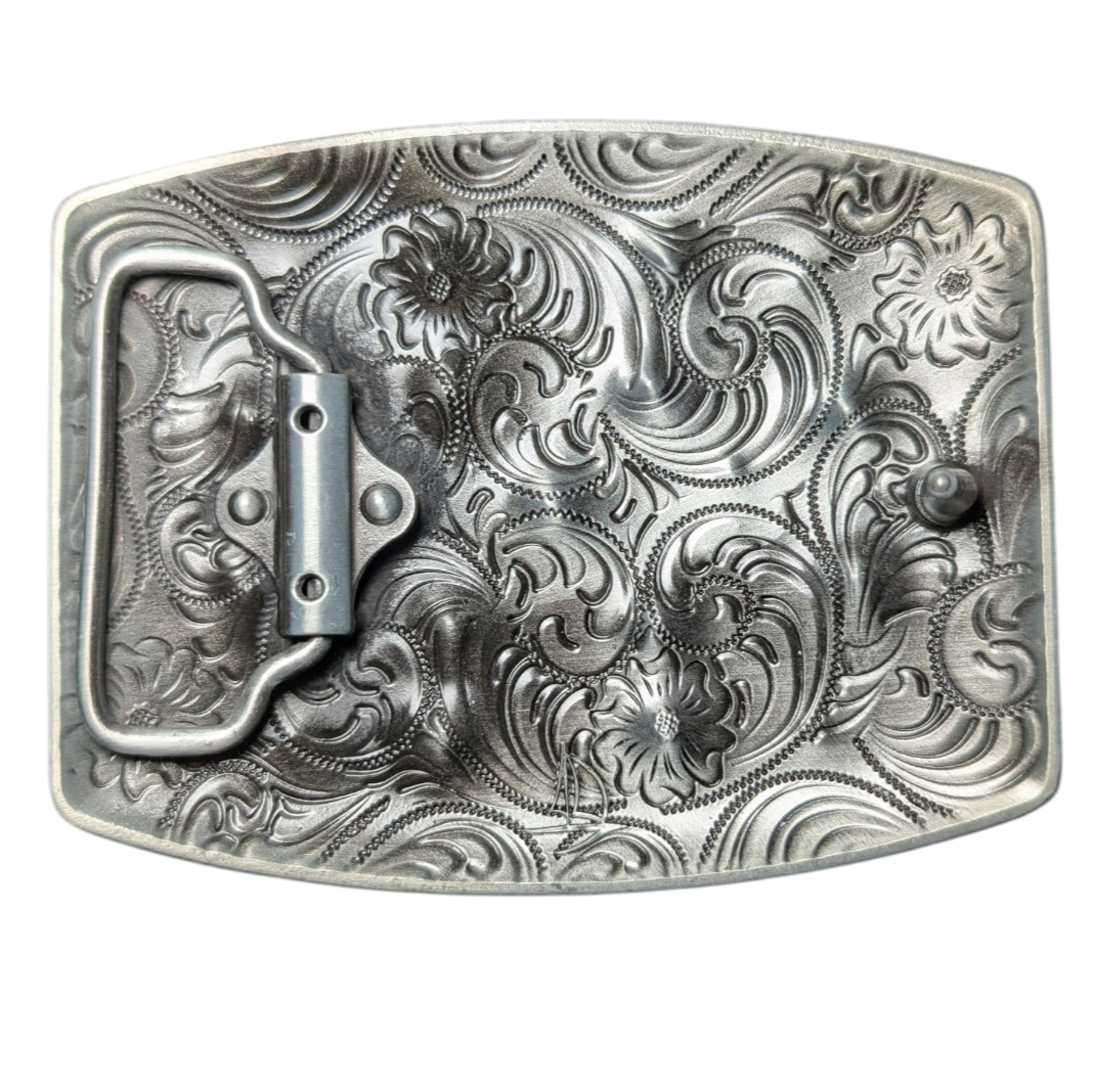 Western Buckle (0009 - Silver w/ Blue Rhinestones