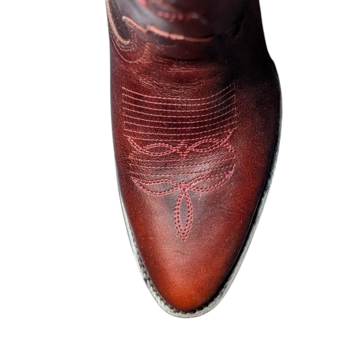 Women's Cowboy Boots (0073) - 14.5" Burgundy Leather w/ Round Toe