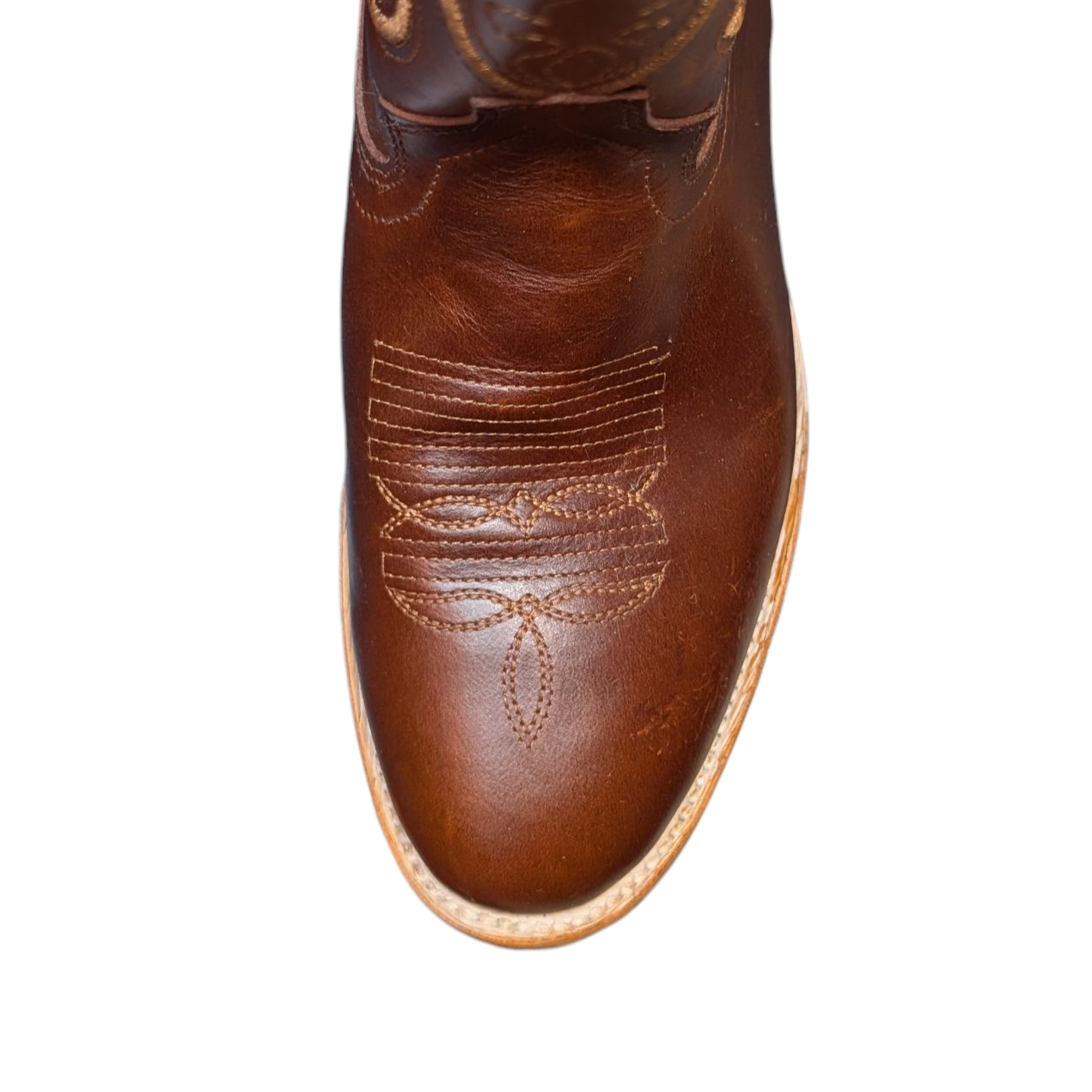 Men's Cowboy Boots (0067) - Brown Leather w/ Western Stitching & Round Toe