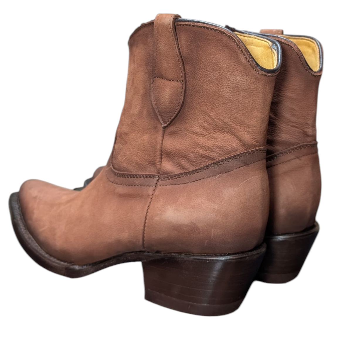 Women's Ankle Boots (0077) - 8" Brown Deer-hide Leather w/ Snip Toe