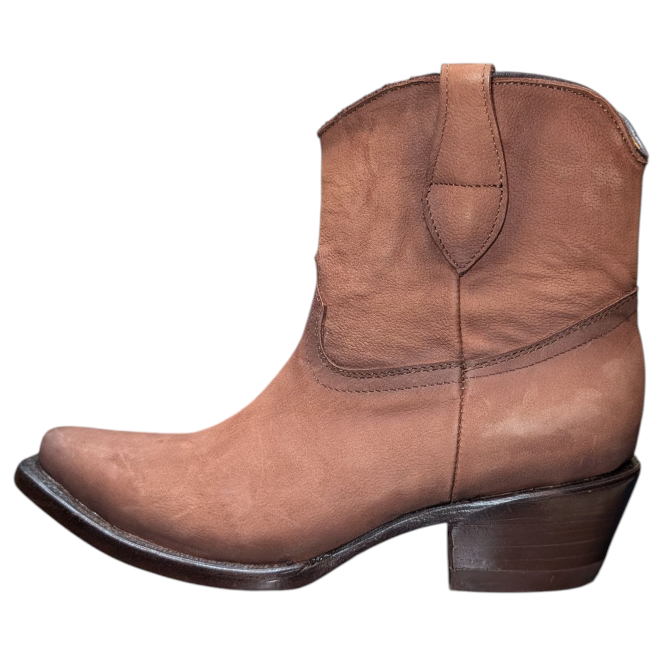 Women's Ankle Boots (0077) - 8" Brown Deer-hide Leather w/ Snip Toe
