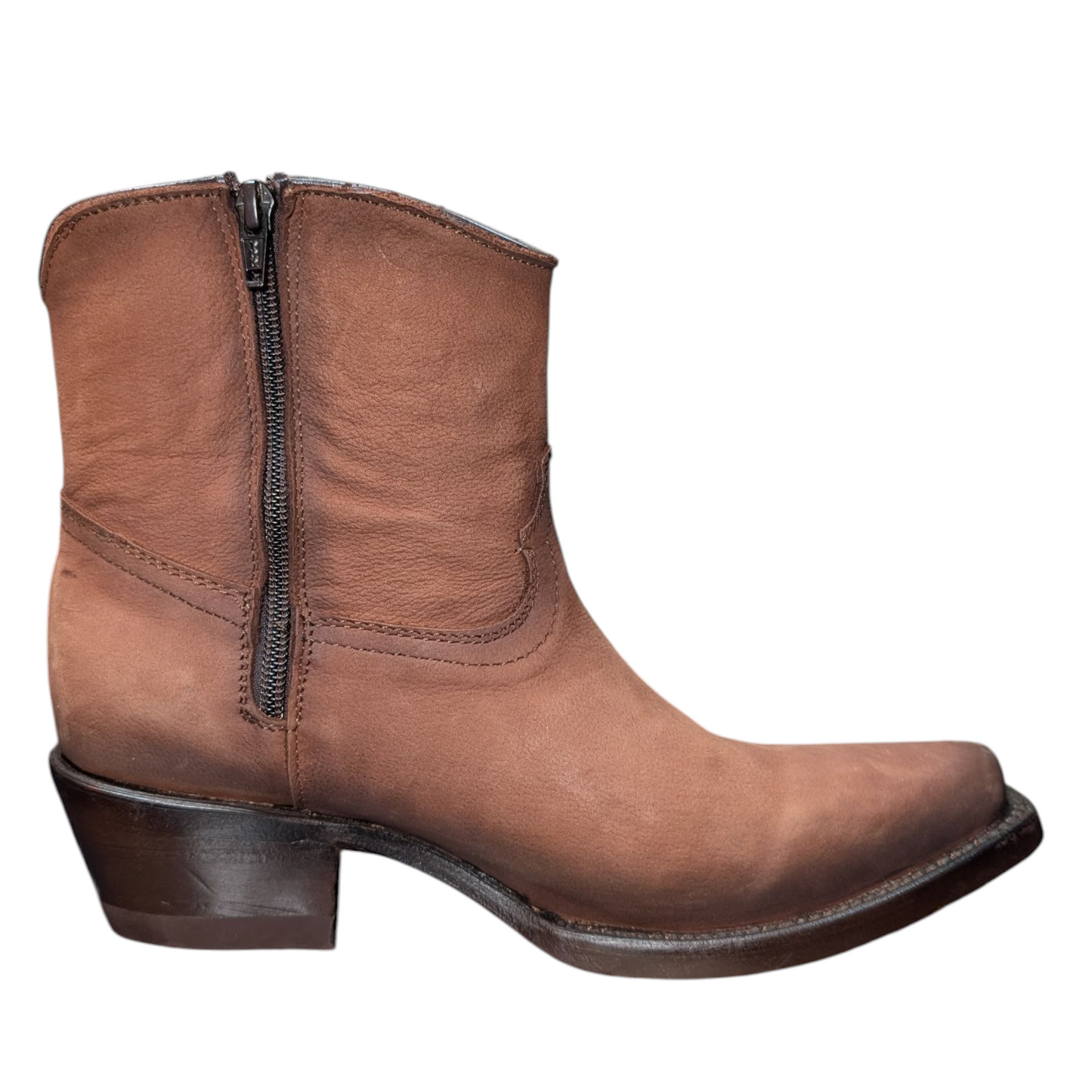 Women's Ankle Boots (0077) - 8" Brown Deer-hide Leather w/ Snip Toe