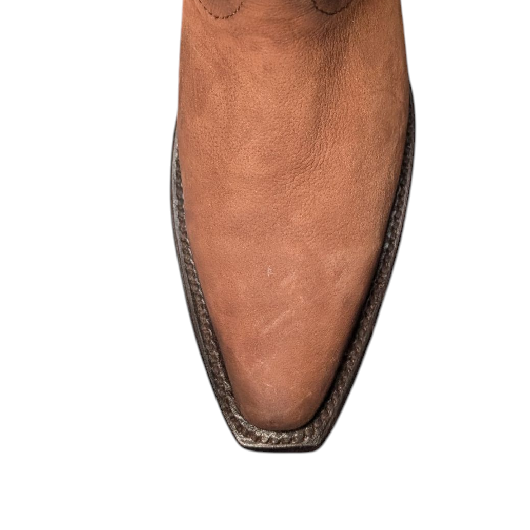 Women's Ankle Boots (0077) - 8" Brown Deer-hide Leather w/ Snip Toe