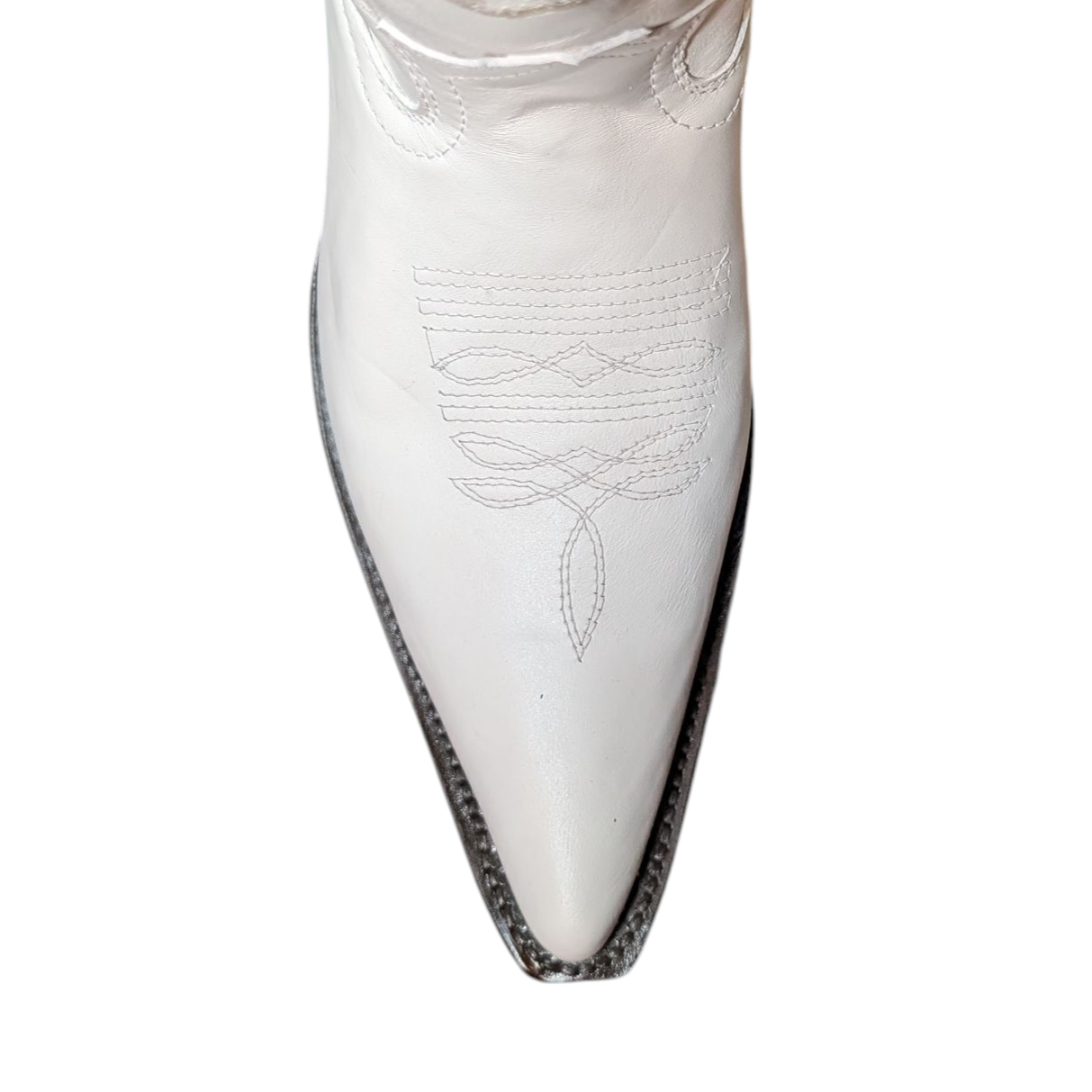 Women's Cowboy Boots (0075) - 14.5" Pointed Toe White Leather