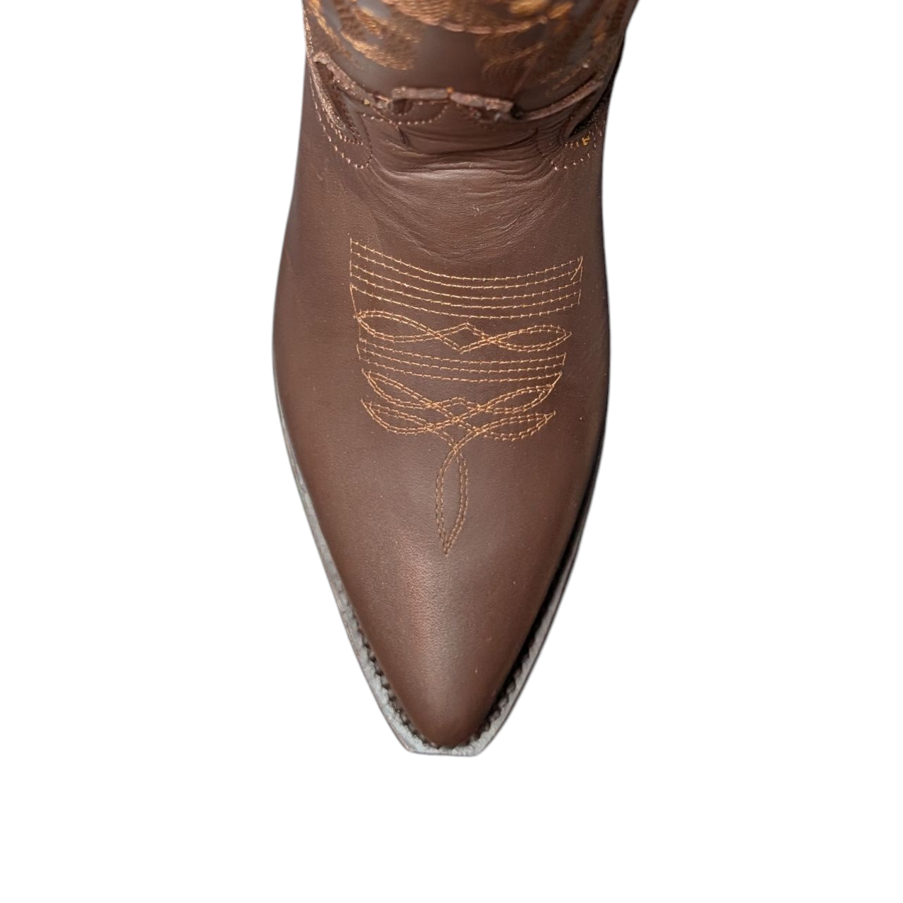 Unisex Cowboy Boots (0076) - 14" Chocolate Brown Leather w/ Pointed Toe