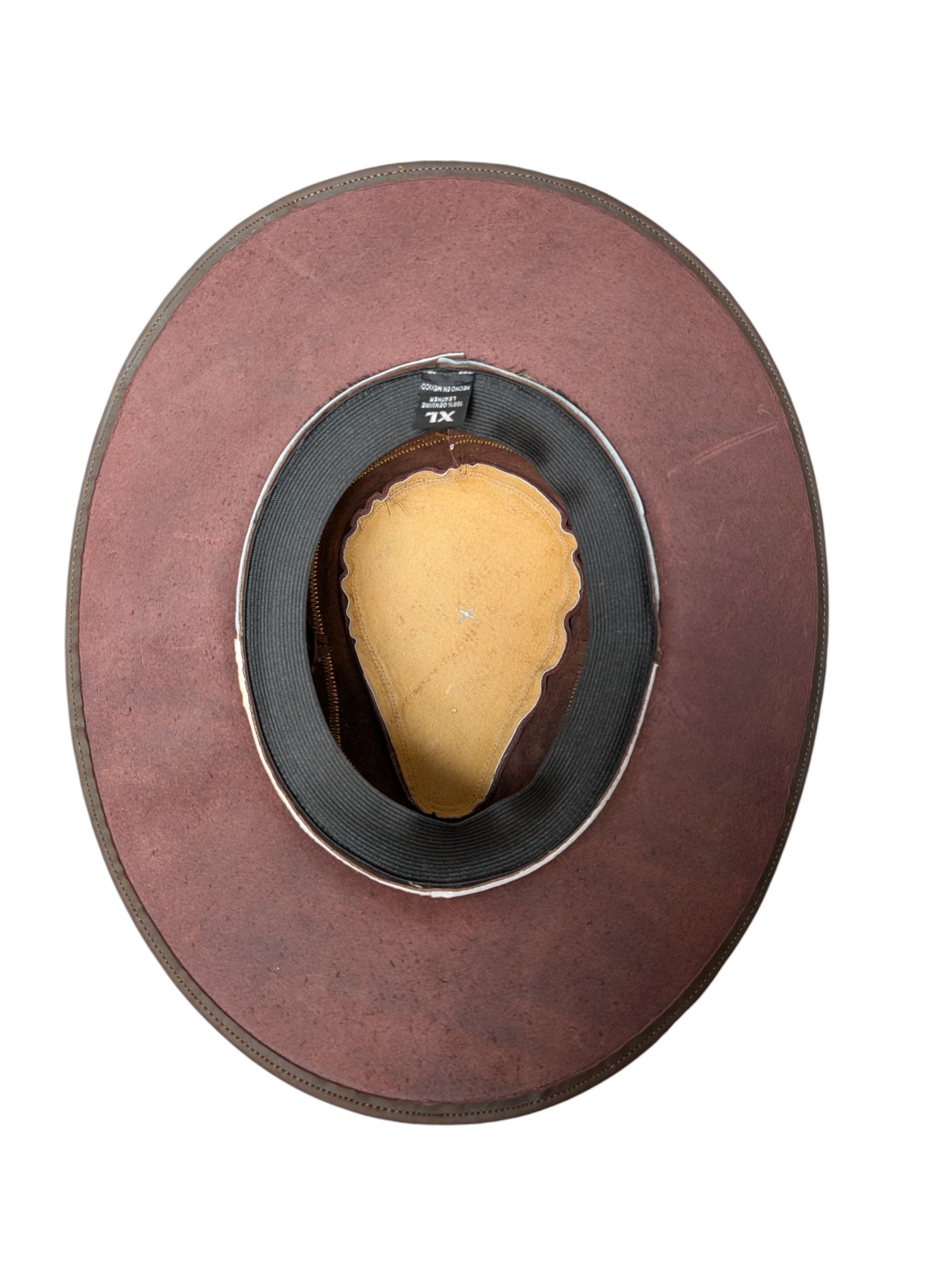 Leather Cowboy Hat w/ Genuine Cowhide - Brown