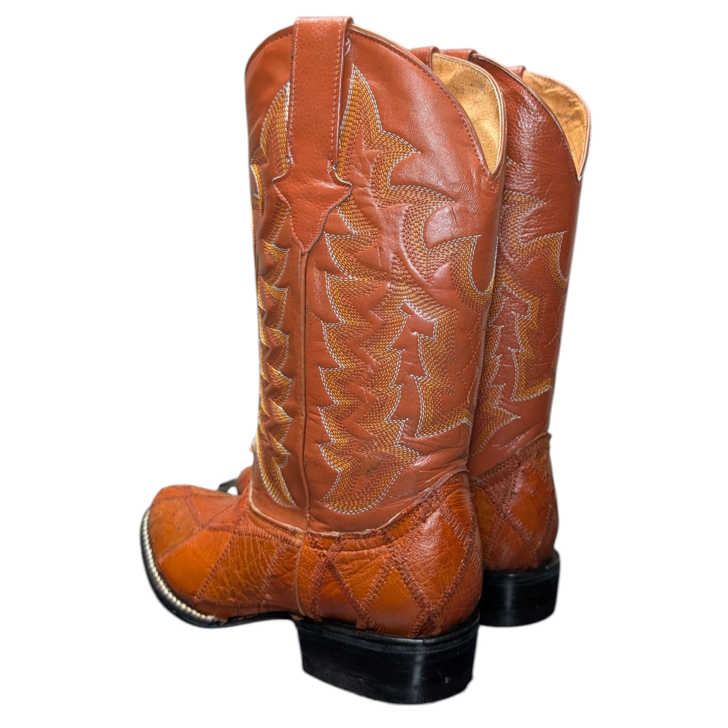 Men's Exotic Leather Cowboy Boots (0068) - 14" Ostrich Leather w/ Western Stitching & Round Toe