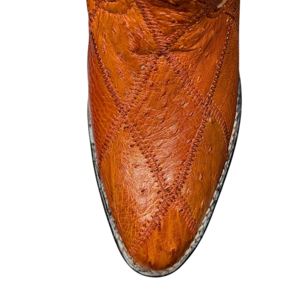 Men's Exotic Leather Cowboy Boots (0068) - 14" Ostrich Leather w/ Western Stitching & Round Toe