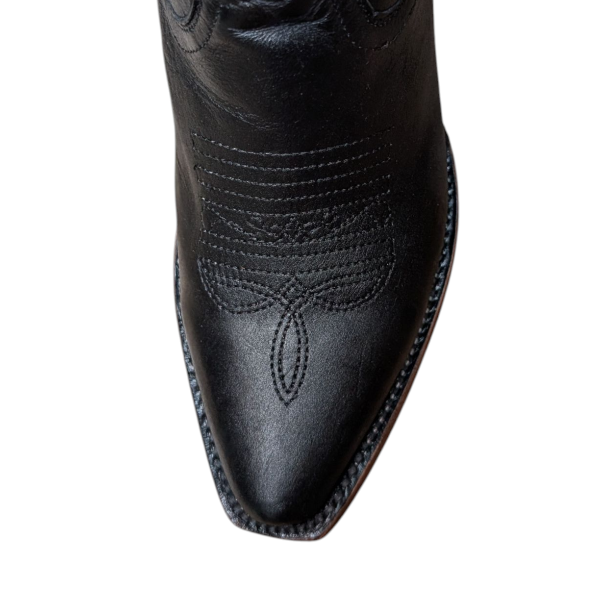 Women's Cowboy Boots (0079) - 20.5" Knee High Black Leather w/ Snip Toe