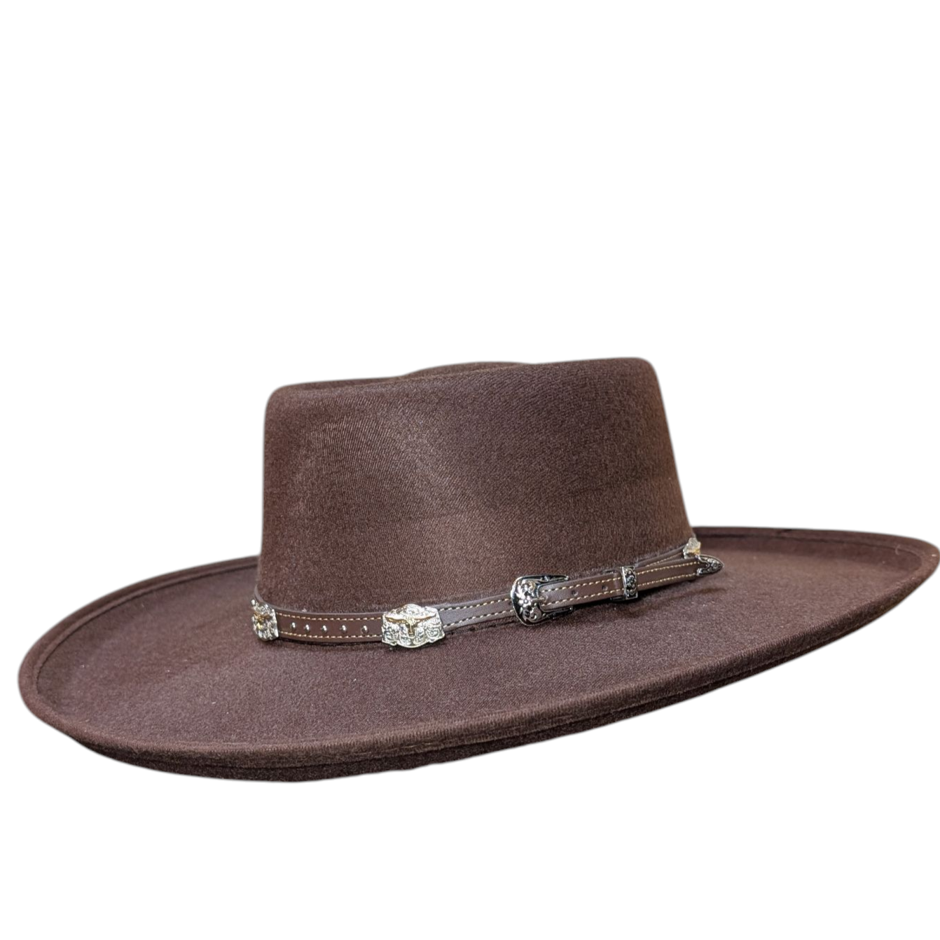 Brown Flat Brim Cowboy Hat