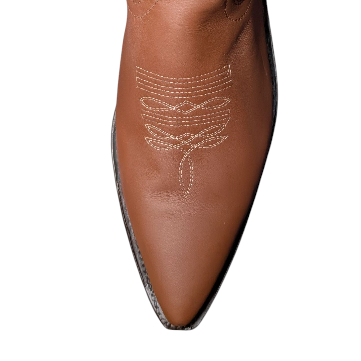 Unisex Cowboy Boots (0080) - 14" Light Chocolate Brown Leather w/ Pointed Toe