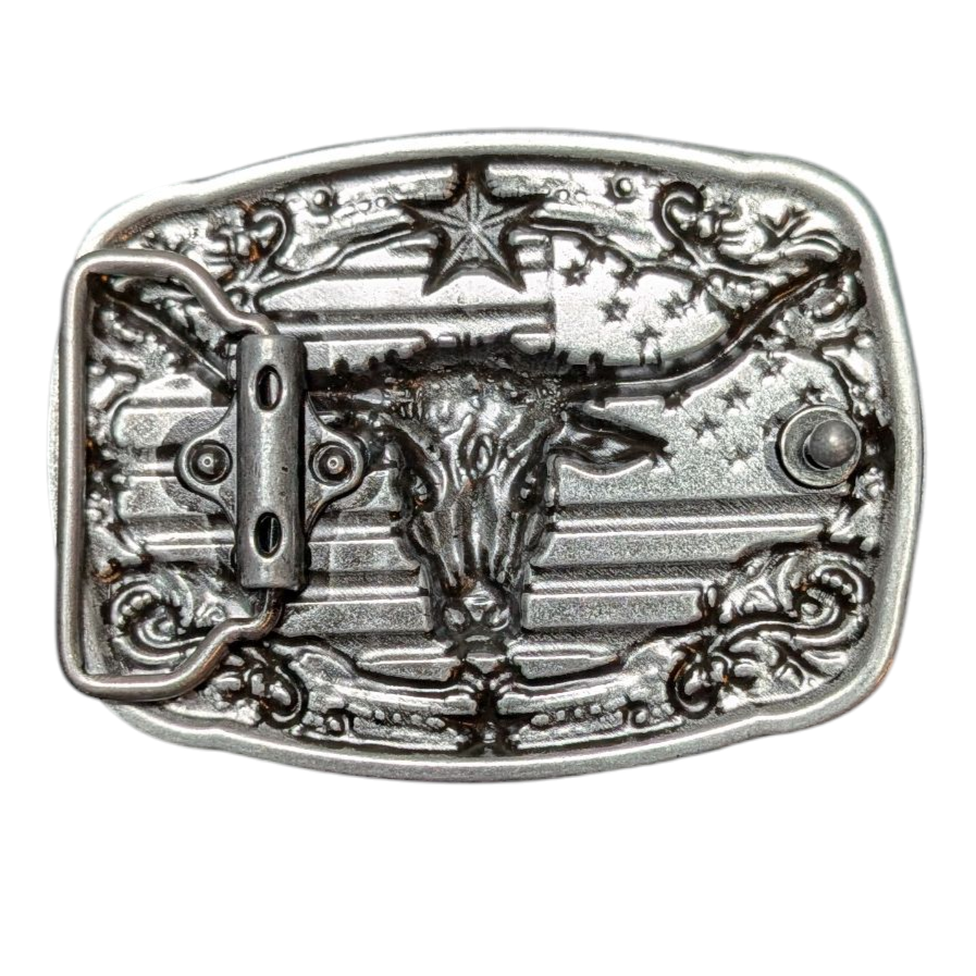 Western Buckle (0030) - Silver Longhorn