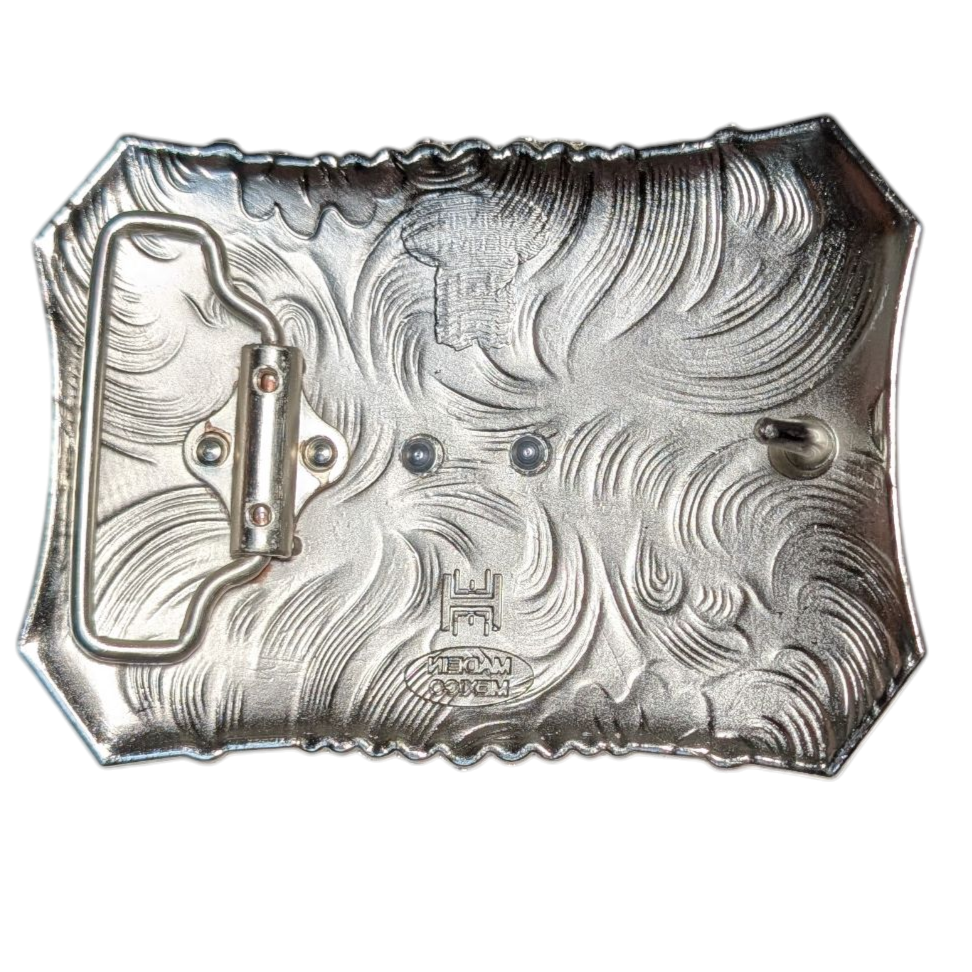 Western Buckle (0042) - Silver, Gold & Black Longhorn