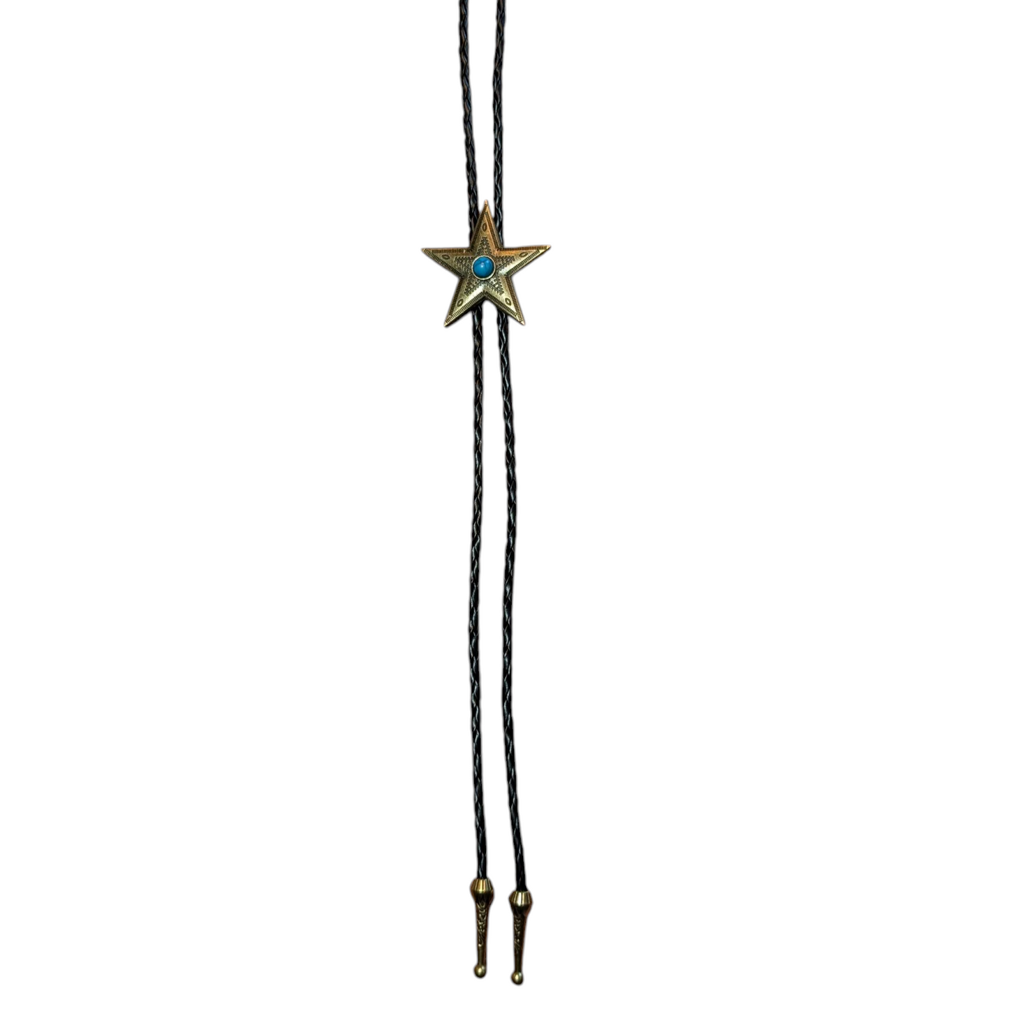 Western Bolo Tie (0012) - Bronze Star w/ Turquoise Stone