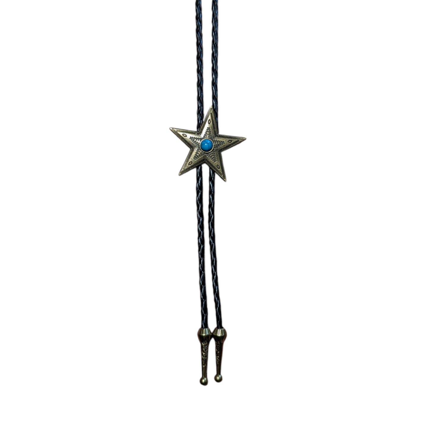 Western Bolo Tie (0012) - Bronze Star w/ Turquoise Stone